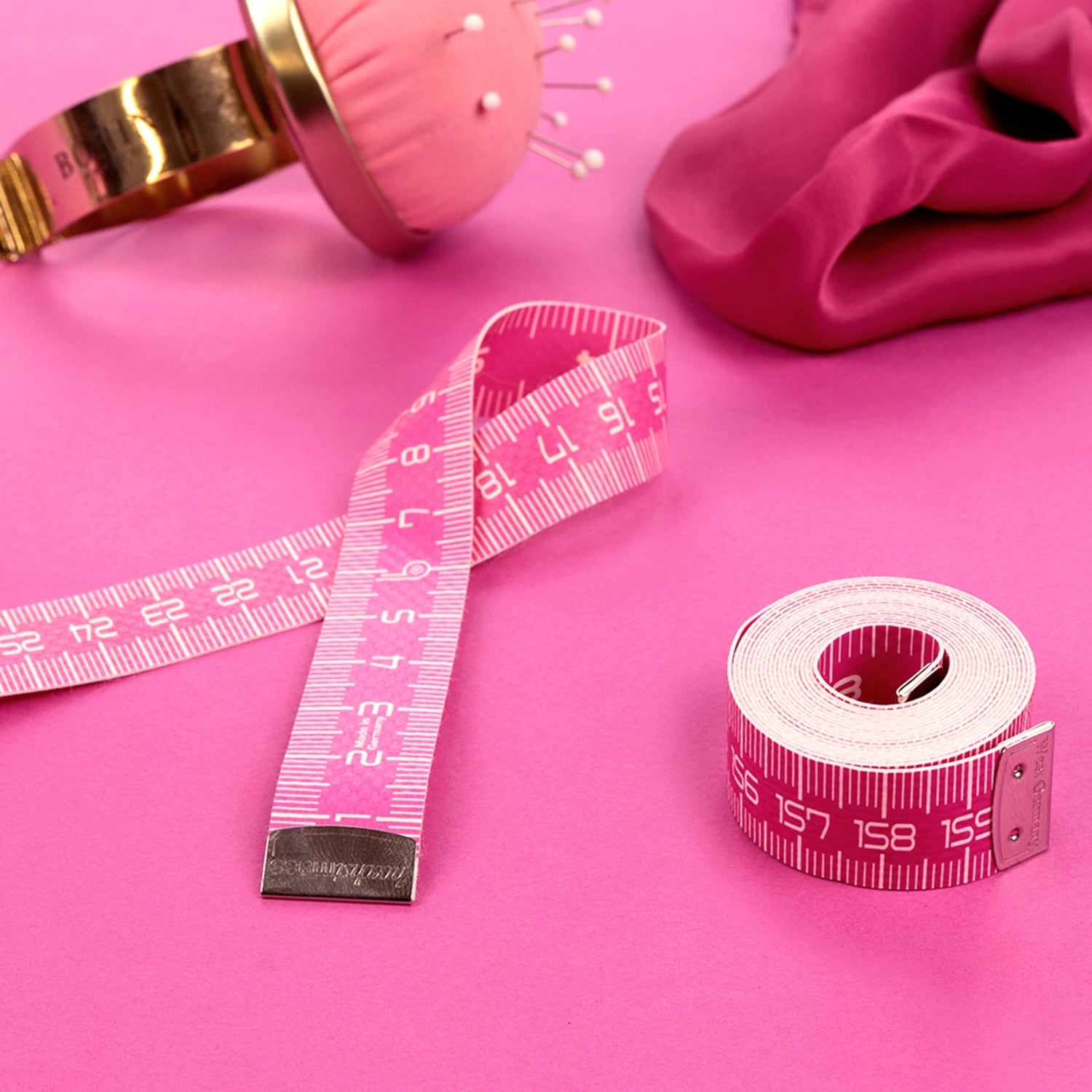 Bohin Pink October Tape Measure - 60 Inch Retractable Sewing Measuring Tape for Quilting, Crafting, and DIY Projects | Breast Cancer Awareness Month Support