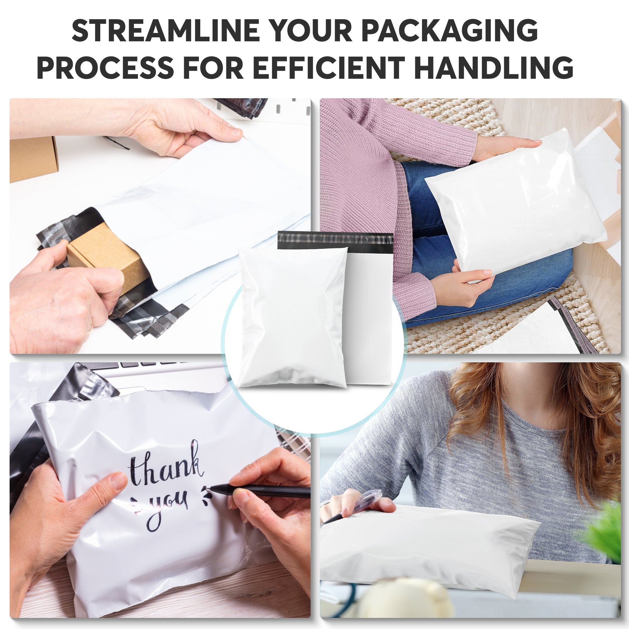 10x13 Glossy White Poly Mailer Envelopes - Self-Sealing Shipping Bags for Ecommerce, Mailing & Packaging - Waterproof & Durable Polyethylene Envelopes for Small Businesses, Online Stores & Daily Shipping Needs