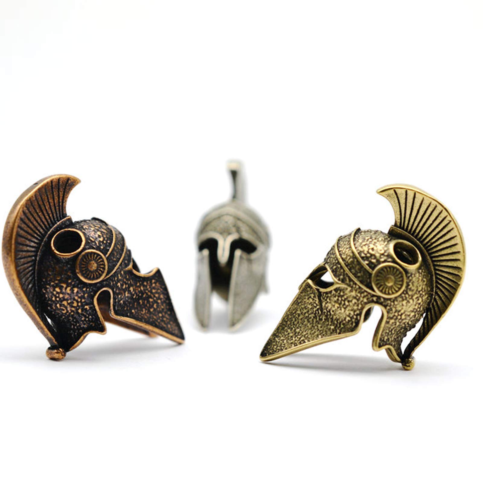 Premium Spartan Skull Pendant - Pure Copper EDC Necklace, Helmet Knife Keychain & Outdoor Gear Accessory (3-Piece Set) - Perfect for Camping, Hiking and Survival Enthusiasts