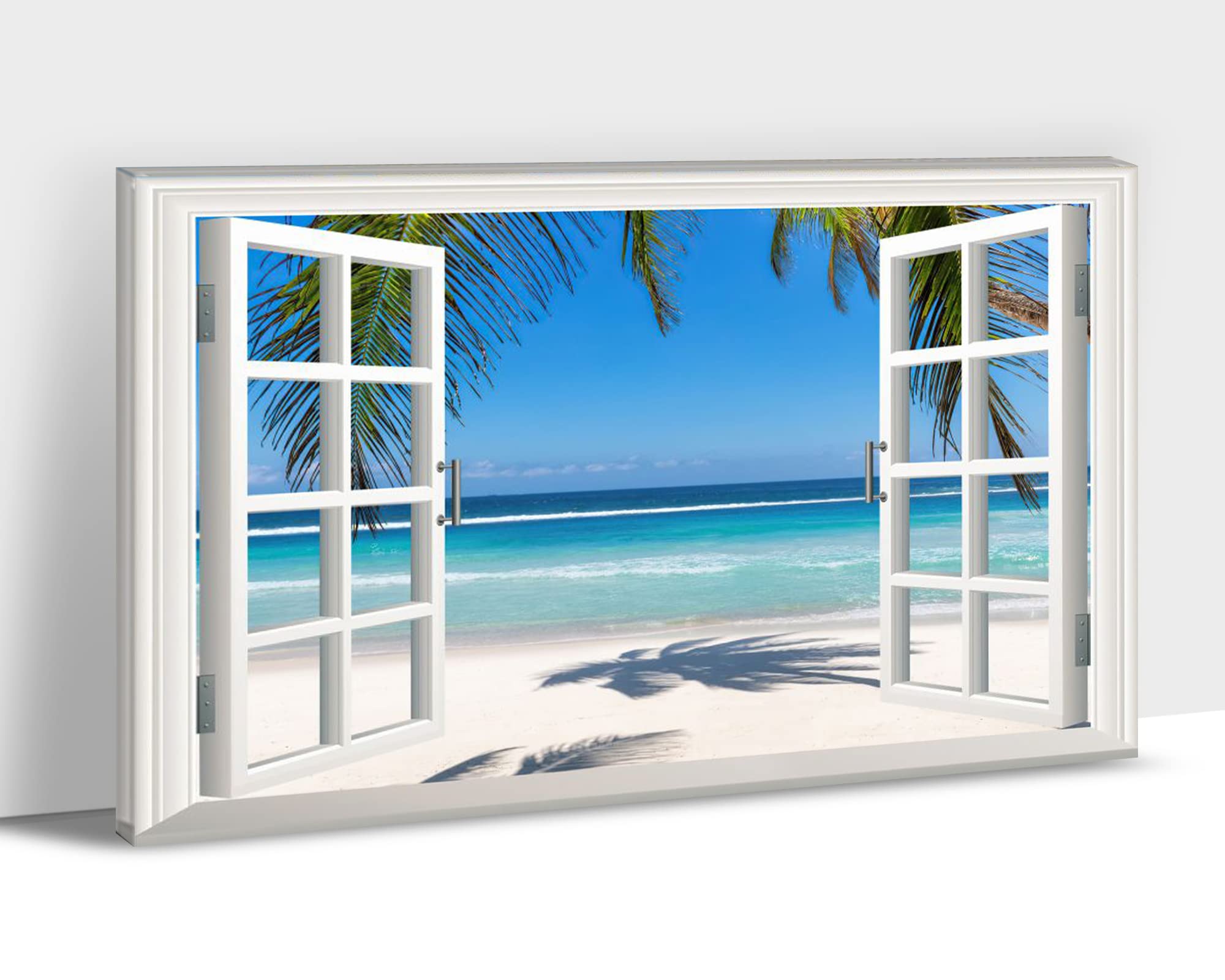 Beach Canvas Wall Art Framed - Ocean Sunset Seascape Painting for Living Room, Bedroom & Office Decor - Large 32x48 Inch Ready to Hang Wall Decor - Perfect for Coastal, Nautical & Beach House Themes