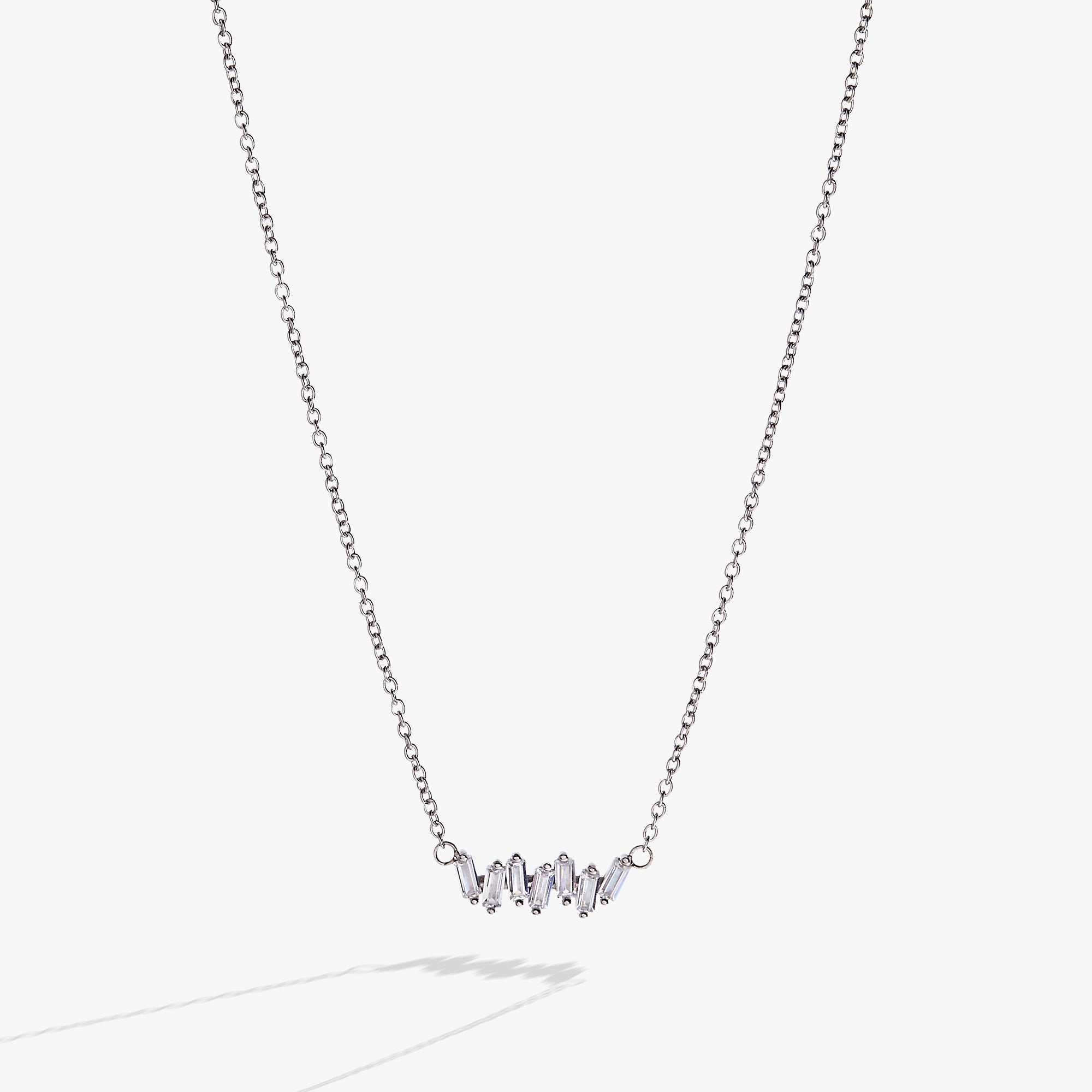 Elegant Crystal Baguette Bar Necklace for Women - Dainty Minimalist Pendant Jewelry - Perfect for Weddings, Parties & Everyday Wear