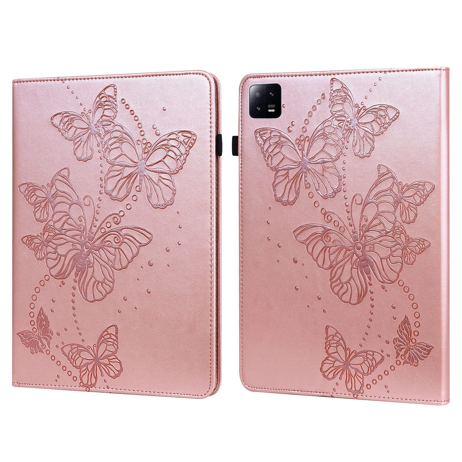 Premium Leather Tablet Case for Xiaomi Pad 6 with Embossed Butterfly Design - Slim Protective Cover for Work, Travel & Home Use