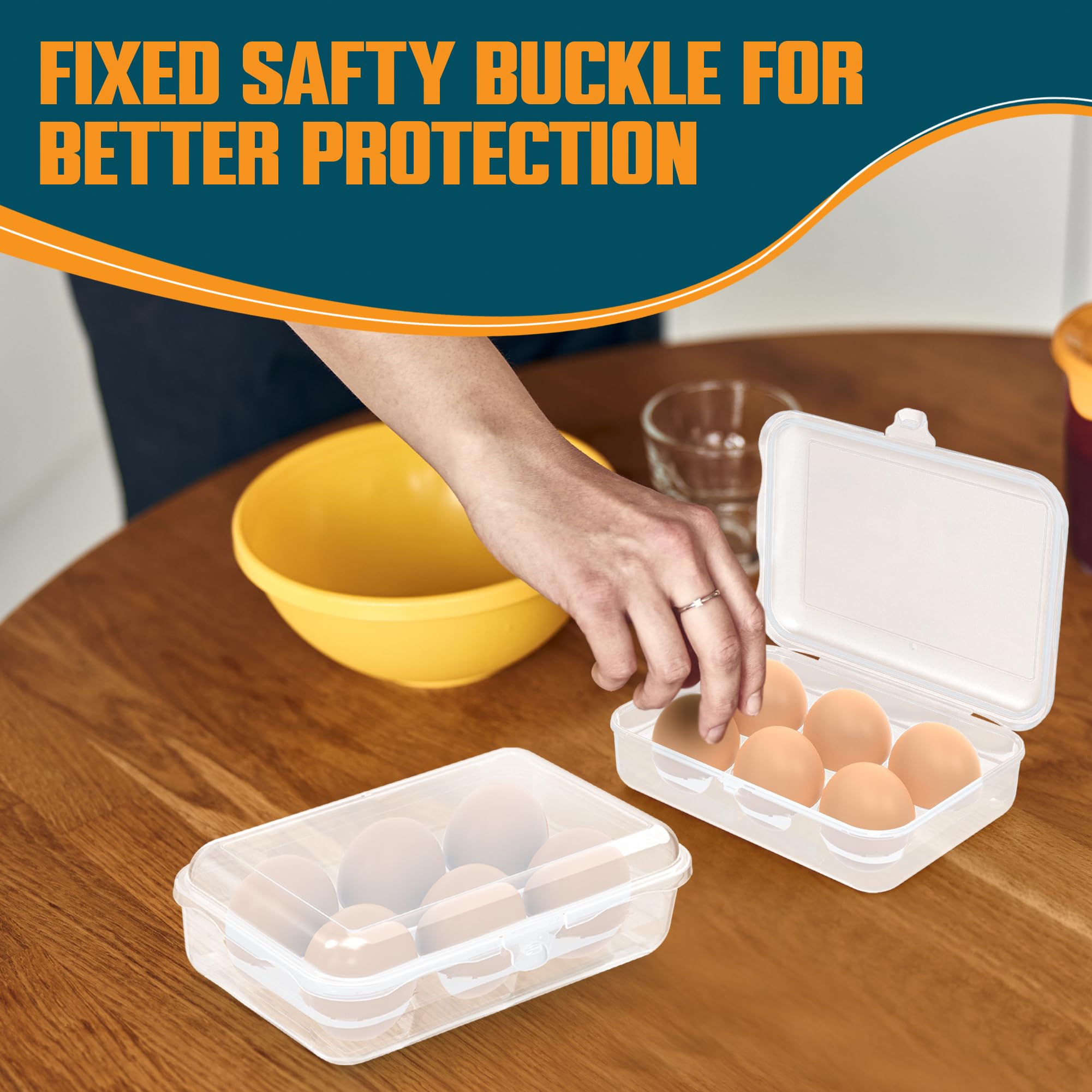 6 Grid Plastic Egg Holder for Camping & Travel - Shockproof Egg Storage Container for Picnic, Outdoor, Kitchen & Refrigerator - Clear White Portable Egg Carrier (1 Pack) - Perfect for Hiking, RV Trips & Backyard BBQs