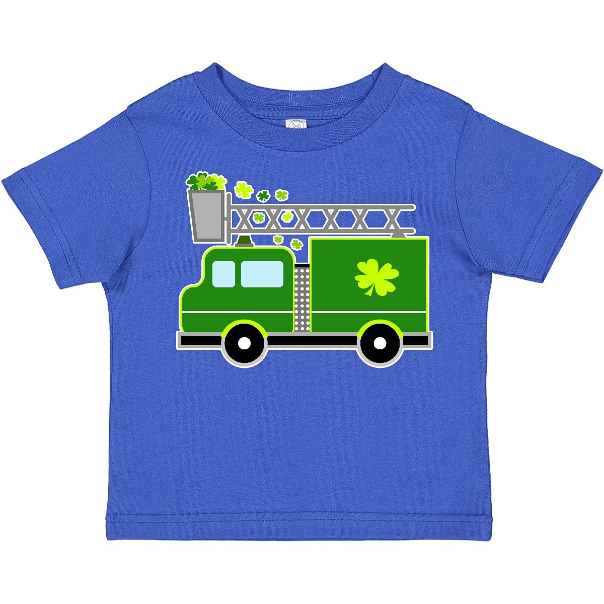 Inktastic St. Patrick's Day Green Fire Truck with Shamrocks Toddler T-Shirt - Cute Irish-Themed Outfit for Boys & Girls, Perfect for St. Paddy's Day Celebrations & Parades