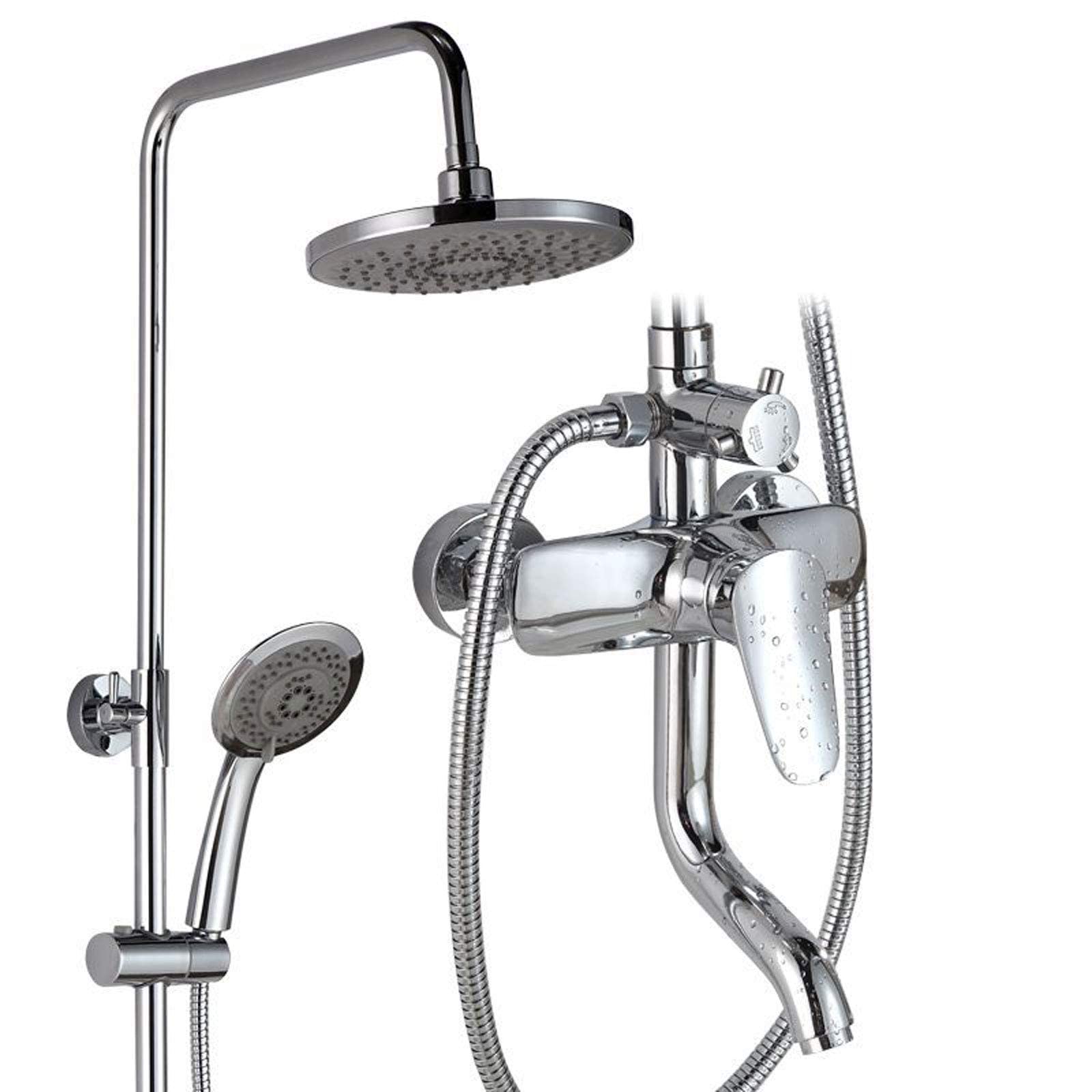 Premium Brass Wall Mounted Rainfall Shower System - Chrome Finish Adjustable Height Shower Mixer Set with Overhead Shower Head for Bathroom & Hotel Use | Luxury Spa Experience, Modern Home Upgrade, Water Saving Design