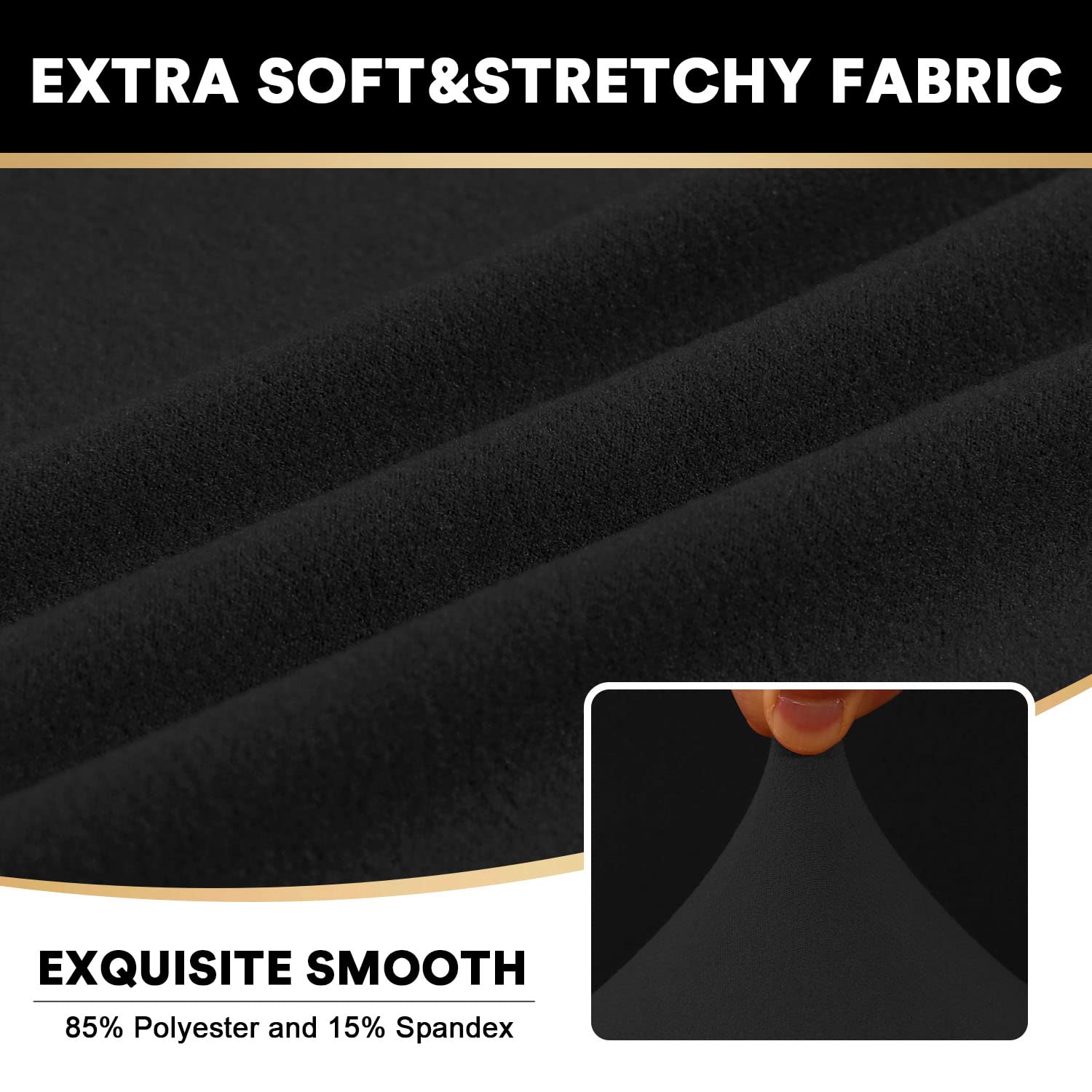 PrinceDeco 2-Piece Stretchable Slipcovers for Living Room Armchairs - Soft Furniture Protector with Elastic Bottom for Pets & Kids, Machine Washable, Black - Perfect for Sofa Protection, Home Decor Upgrade, and Pet-Friendly Households