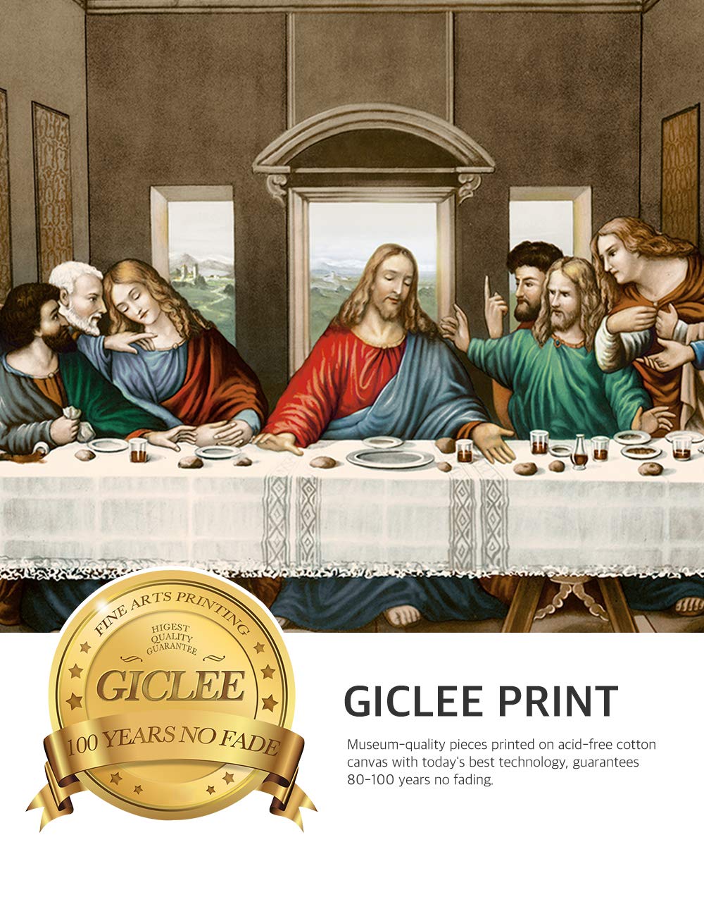 DECORARTS - The Last Supper by Leonardo da Vinci - High Quality Oil Painting Reproduction on Canvas - Giclee Art Print - Framed Wall Art Ready to Hang (34x20 inches) - Perfect for Living Room, Dining Room, Office & Home Decor