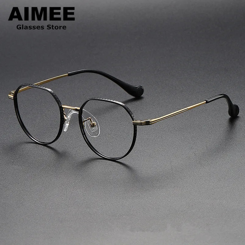 Aimee Unisex Youth's Full Rim Flat Top Round Titanium Eyeglasses 80952 - Lightweight Durable Frames for School, Reading & Everyday Wear