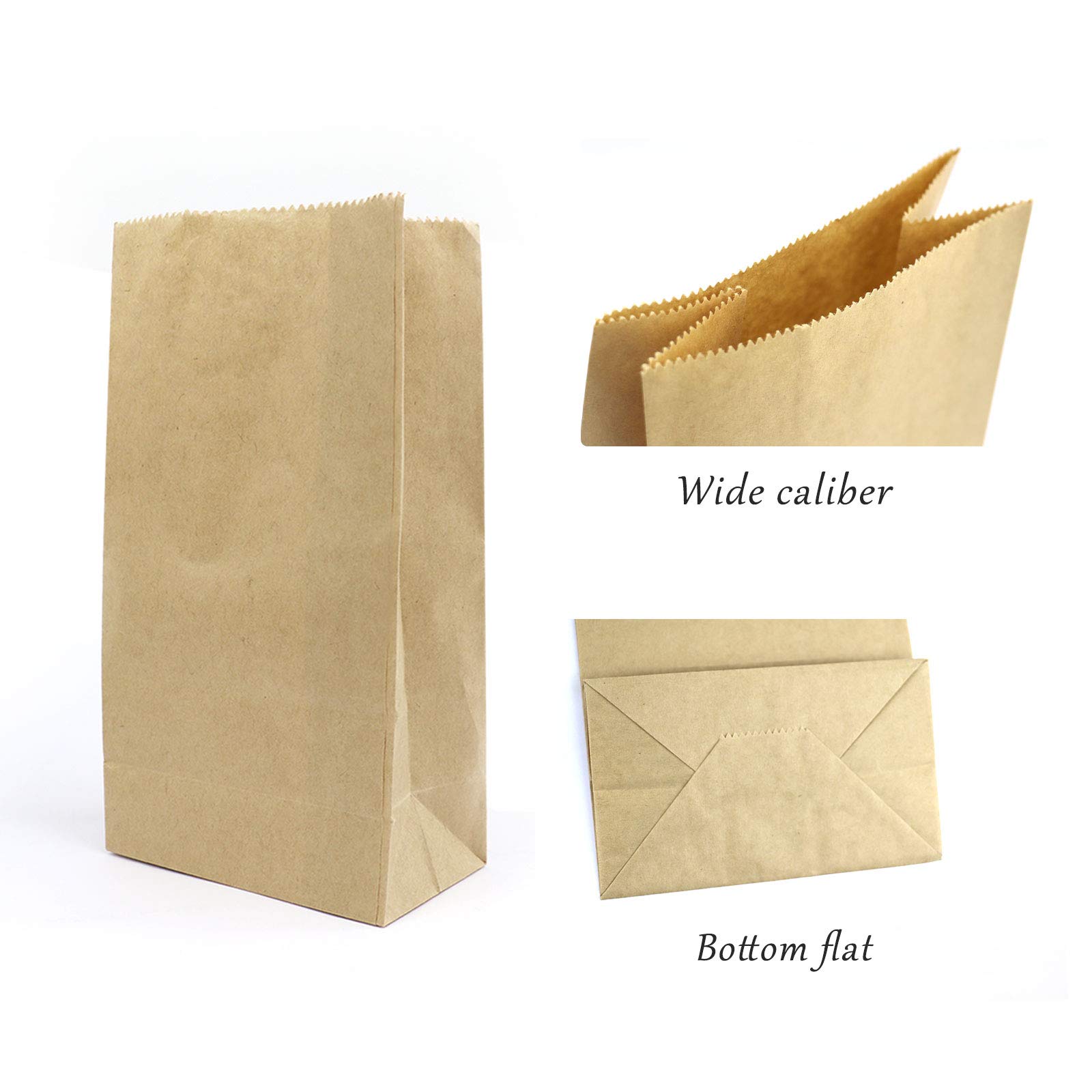 Eco-Friendly Kraft Paper Lunch Bags 50-Pack | 12 Lb Durable Brown Grocery Bags 7x4.3x12.5 Inches | Bulk Sandwich, Bakery Bread & Party Favor Bags | Perfect for Picnics, School Lunches & Gift Wrapping (Brown)