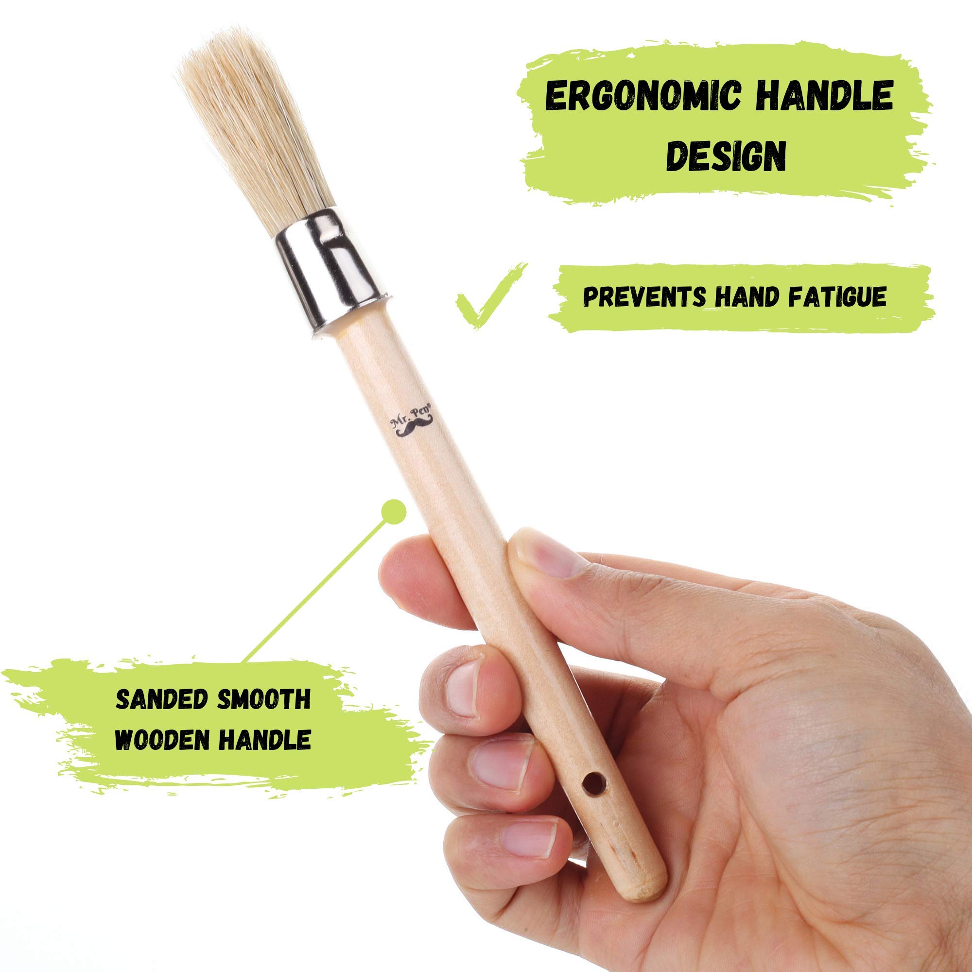 Mr. Pen Chalk Paint Brush - 0.7 Inch Round Wax Brush for Furniture Painting | Perfect for DIY Chalk Paint Projects, Wax Finishing & Wood Furniture Restoration