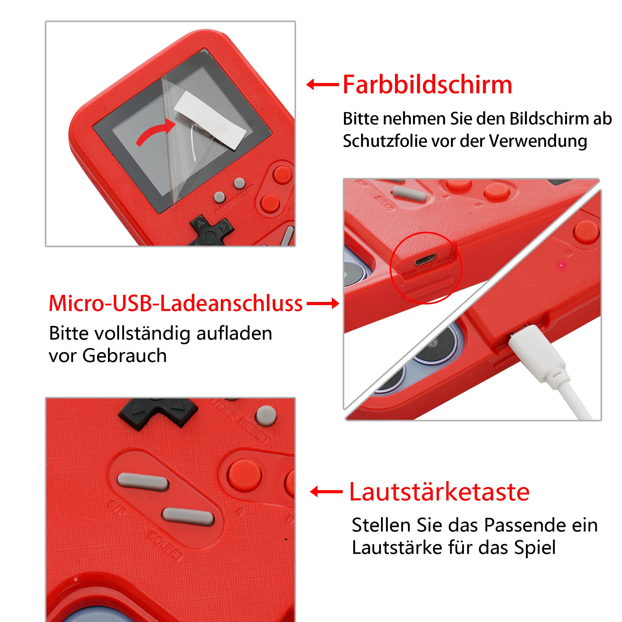 Retro Gameboy Case for iPhone 13/13 Pro - 168 Classic Games with Color Display, Anti-Scratch Shockproof Phone Cover (Red) - Perfect for Gaming Enthusiasts & Nostalgic Entertainment On-The-Go