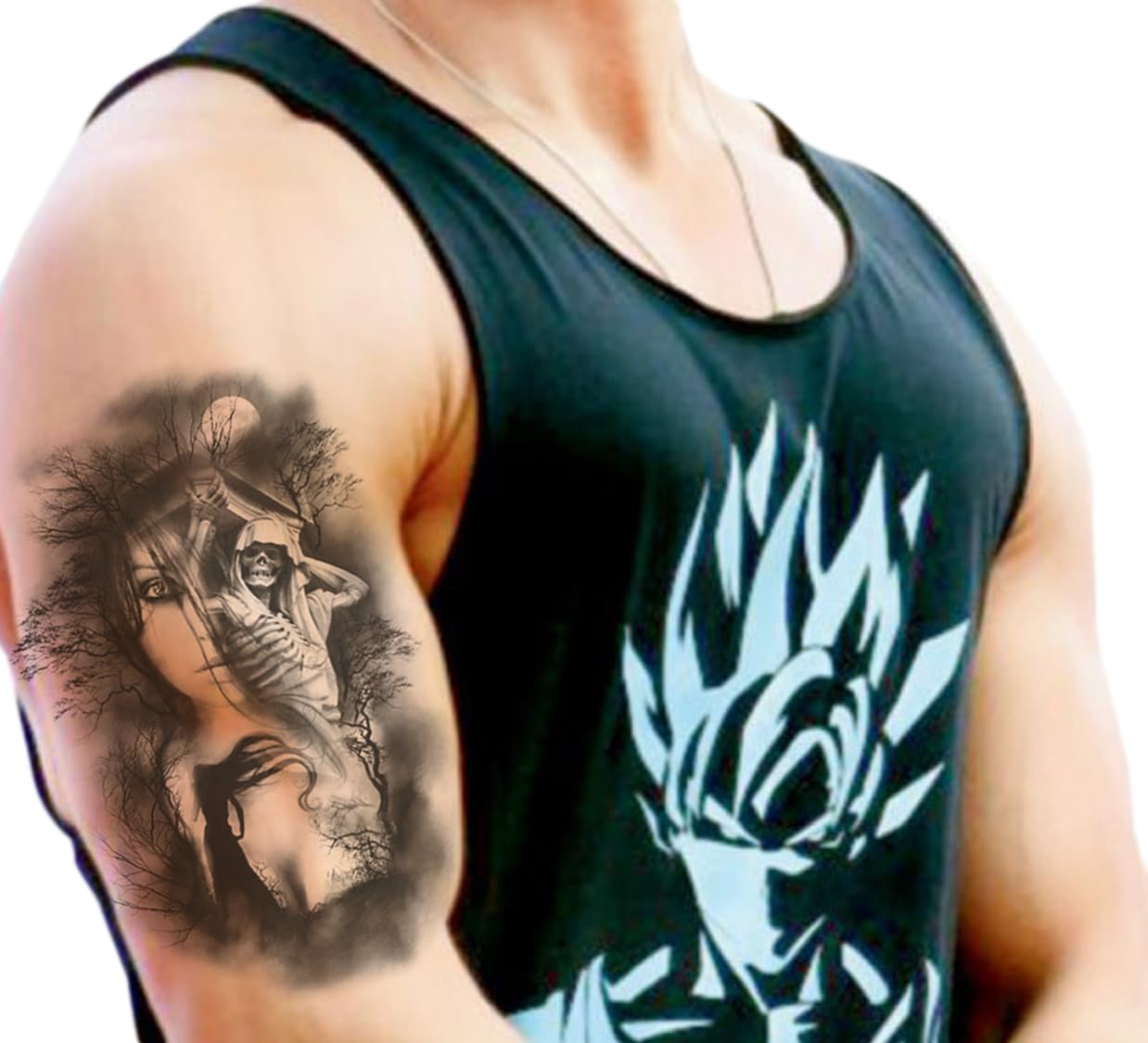 Waterproof Temporary Tattoo Stickers for Men & Women - 3D Realistic Flowers, Butterflies, Stars, Angels, Wolves & Armband Designs (21x15cm) - Perfect for Parties, Halloween, Cosplay & Body Art