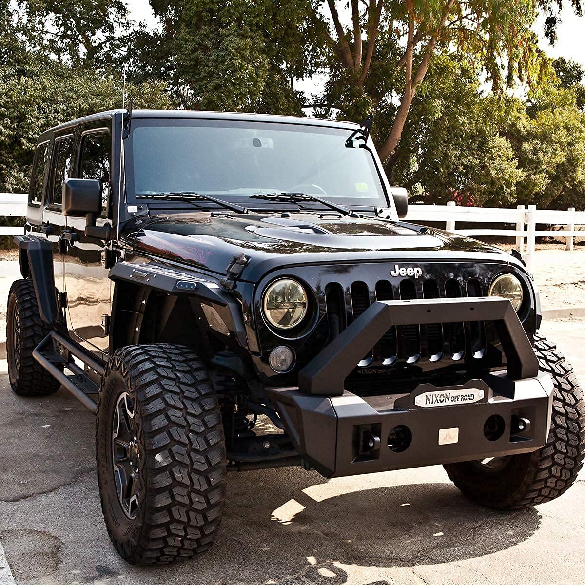 Nixon Offroad Heavy Duty Full Width Front Bumper for 2007-2023 Jeep Wrangler JK/JKU/JL/JLU & 2019-2023 Gladiator JT (2/4 Door) with 2x D-Ring Shackles – Perfect for Off-Roading, Rock Crawling & Adventure Trail Riding