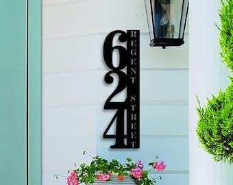 Custom Metal Address Plaque - Personalized Outdoor House Numbers Sign for Front Porch, Vertical Address Plaque Decor | Durable Weatherproof Metal Sign for Home, Mailbox & Garden Entrance