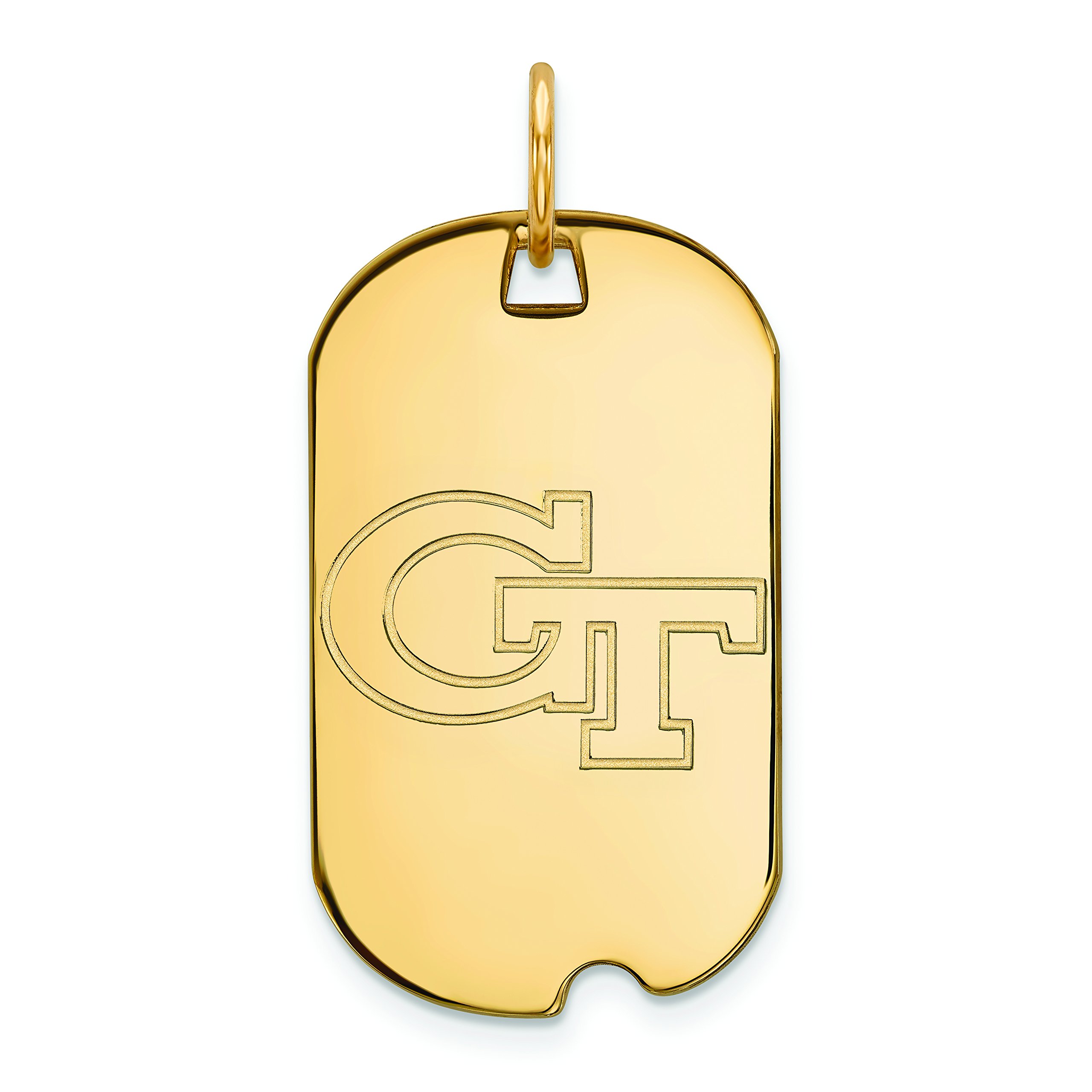 Georgia Tech Sterling Silver Small Dog Tag with Gold Plated Logo - Perfect for Graduation Gifts, Alumni Pride & School Spirit Accessories