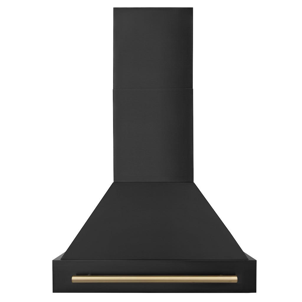 ZLINE Autograph Edition 30-Inch Black Stainless Steel Range Hood with Handle (BS655Z 30) - Professional Kitchen Ventilation for Modern Homes