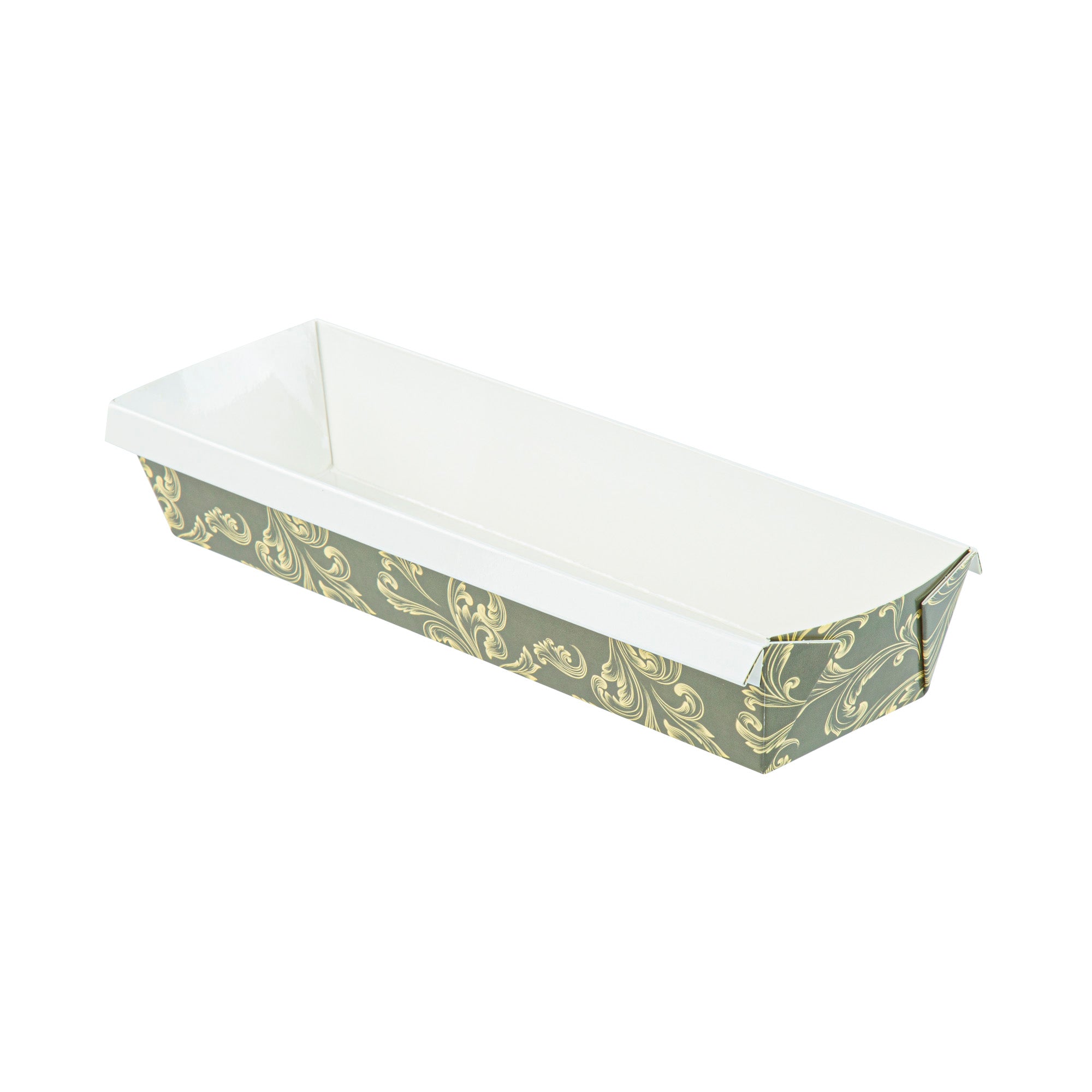 Bake Tek 32 oz Dark Green Vintage Floral Paper Loaf Pans - Greaseproof & Non-Stick - 11 x 3.25 x 2 Inches - 100 Count Bulk Pack - Perfect for Baking Bread, Cupcakes & Party Desserts