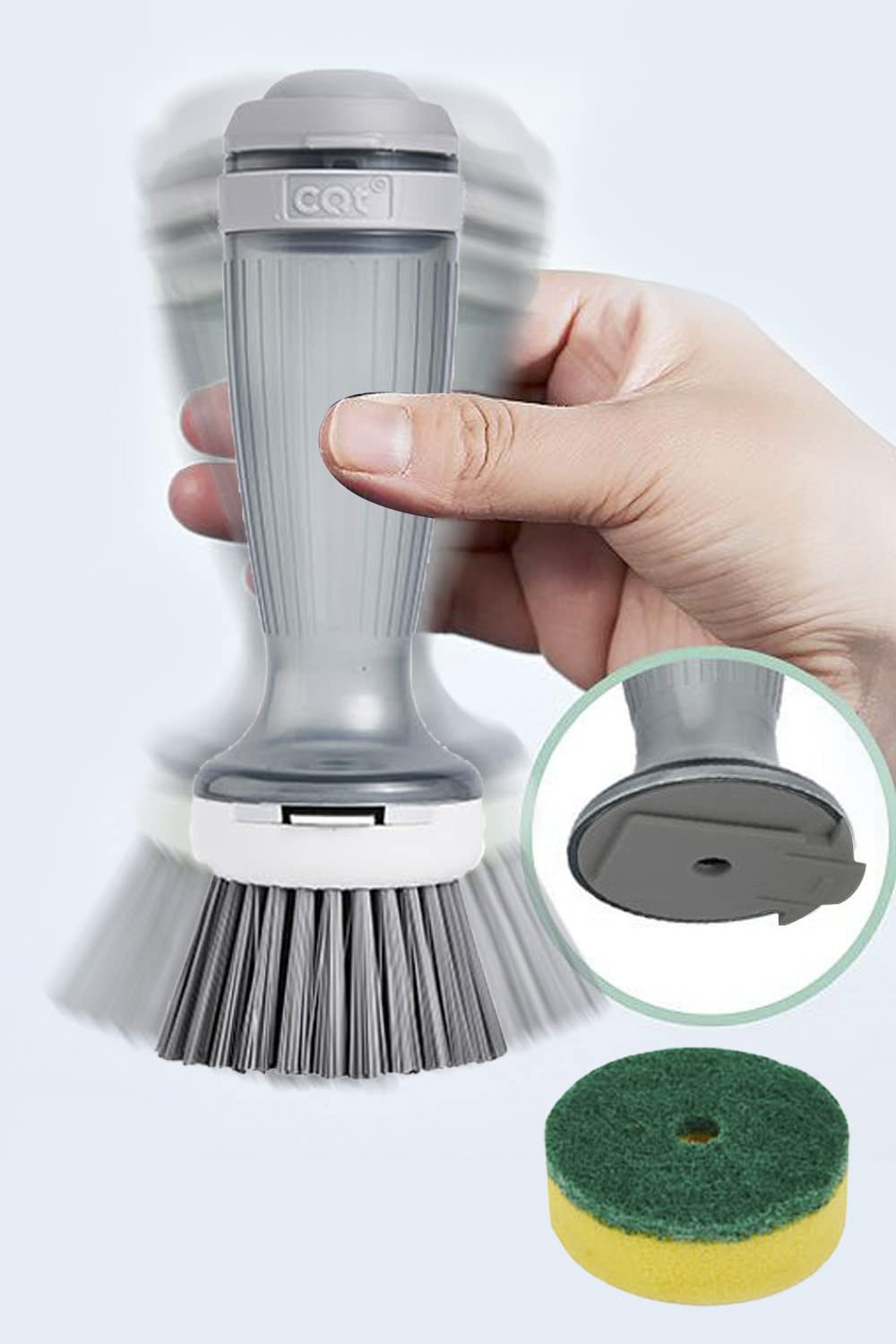 Eco-Friendly Dish Brush with Soap Dispenser - Leakproof Kitchen Cleaning Brush for Pots, Pans & Sink - Ergonomic Handle Scrubber for Effortless Washing (Milk White) | Perfect for Daily Dishwashing, Deep Cleaning & Grease Removal