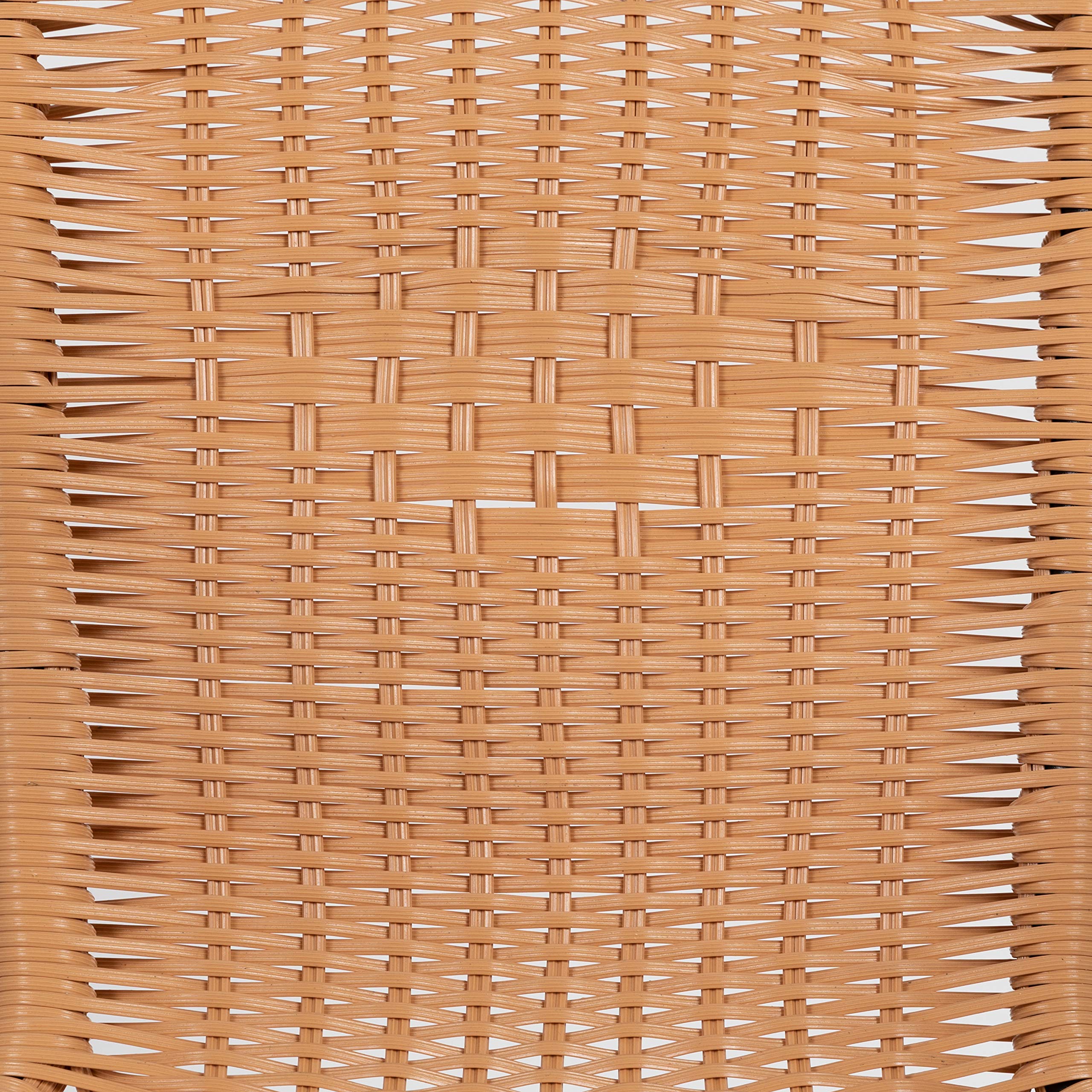 Flash Furniture Lila 4-Pack Beige Rattan Stackable Chairs for Indoor & Outdoor Use - Stylish Dining Chairs for Restaurants, Cafes, Patios & Home Decor