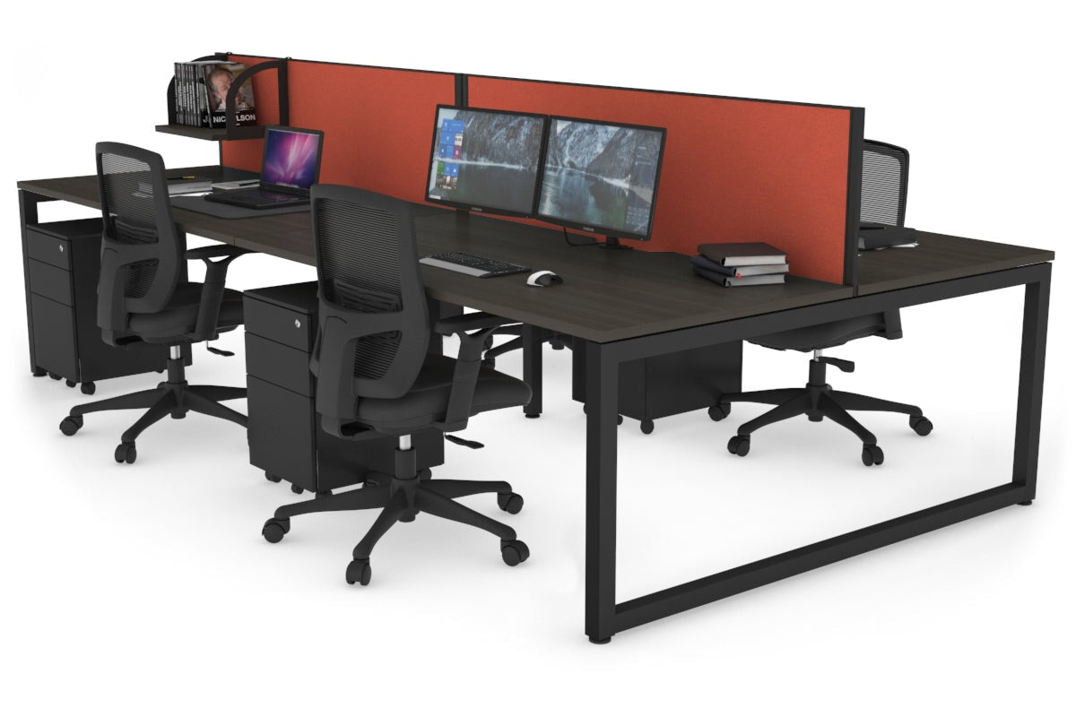 Quadro Loop Legs 4 Person Office Workstation - 1800L x 800W with Cable Management Scallop - Ideal for Collaborative Workspaces & Open Office Environments