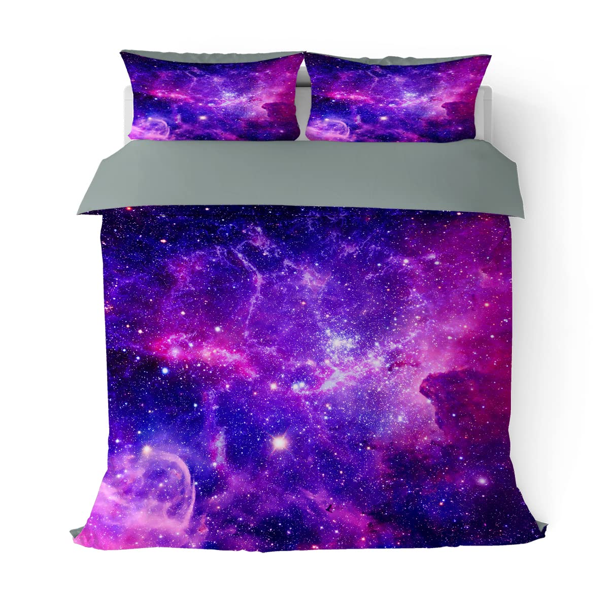 Outer Space Galaxy Duvet Cover Set Twin Size - Psychedelic Universe Nebula Bedding 3-Piece Set | Soft Microfiber Comforter Cover with 2 Pillowcases for Kids, Boys & Teens | Perfect for Space-Themed Bedrooms, Dorm Rooms & Sci-Fi Decor