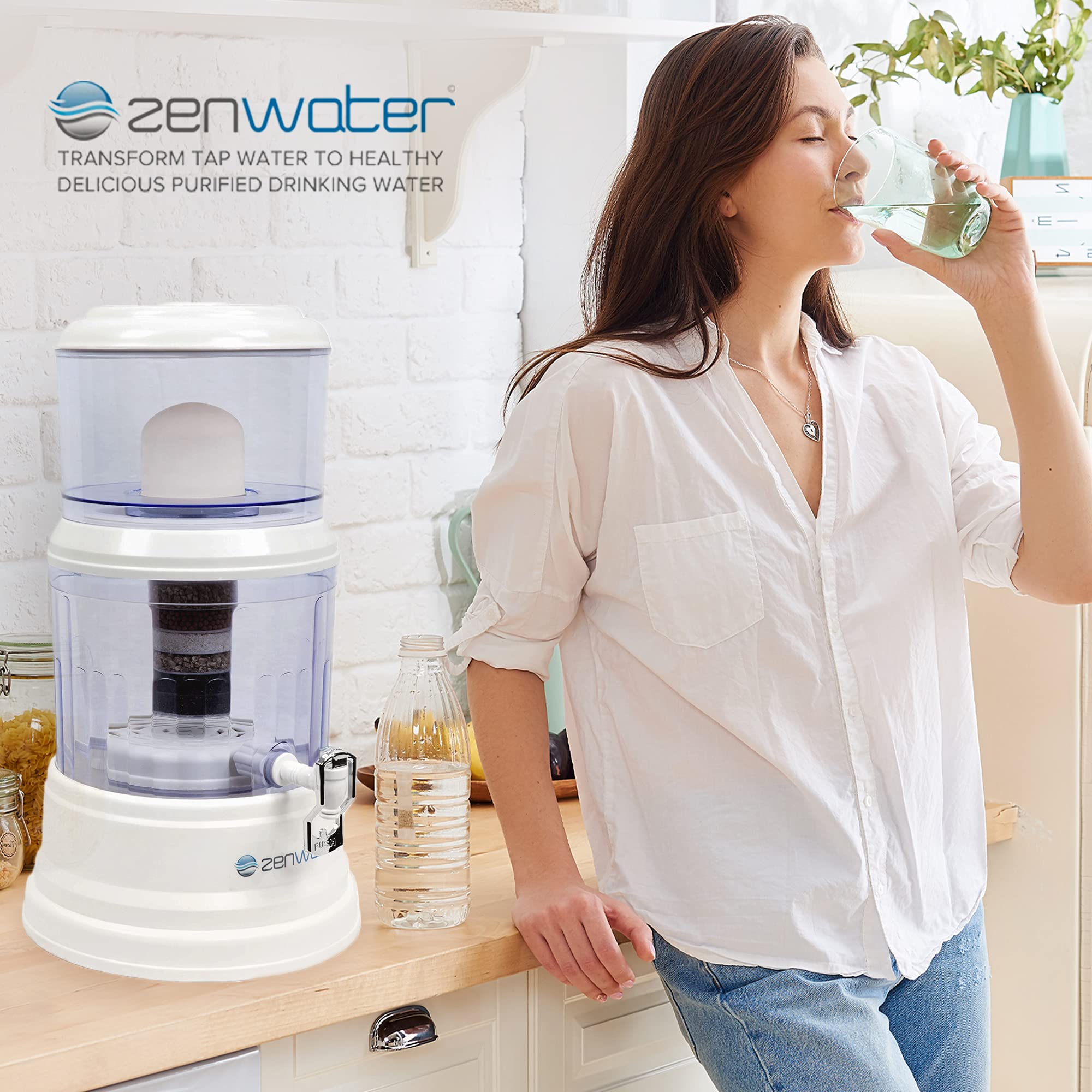 Gravity Water Filter System - Portable Countertop Alkaline Water Purifier with 4 Gallon Capacity | Home, Office, Camping & Emergency Use