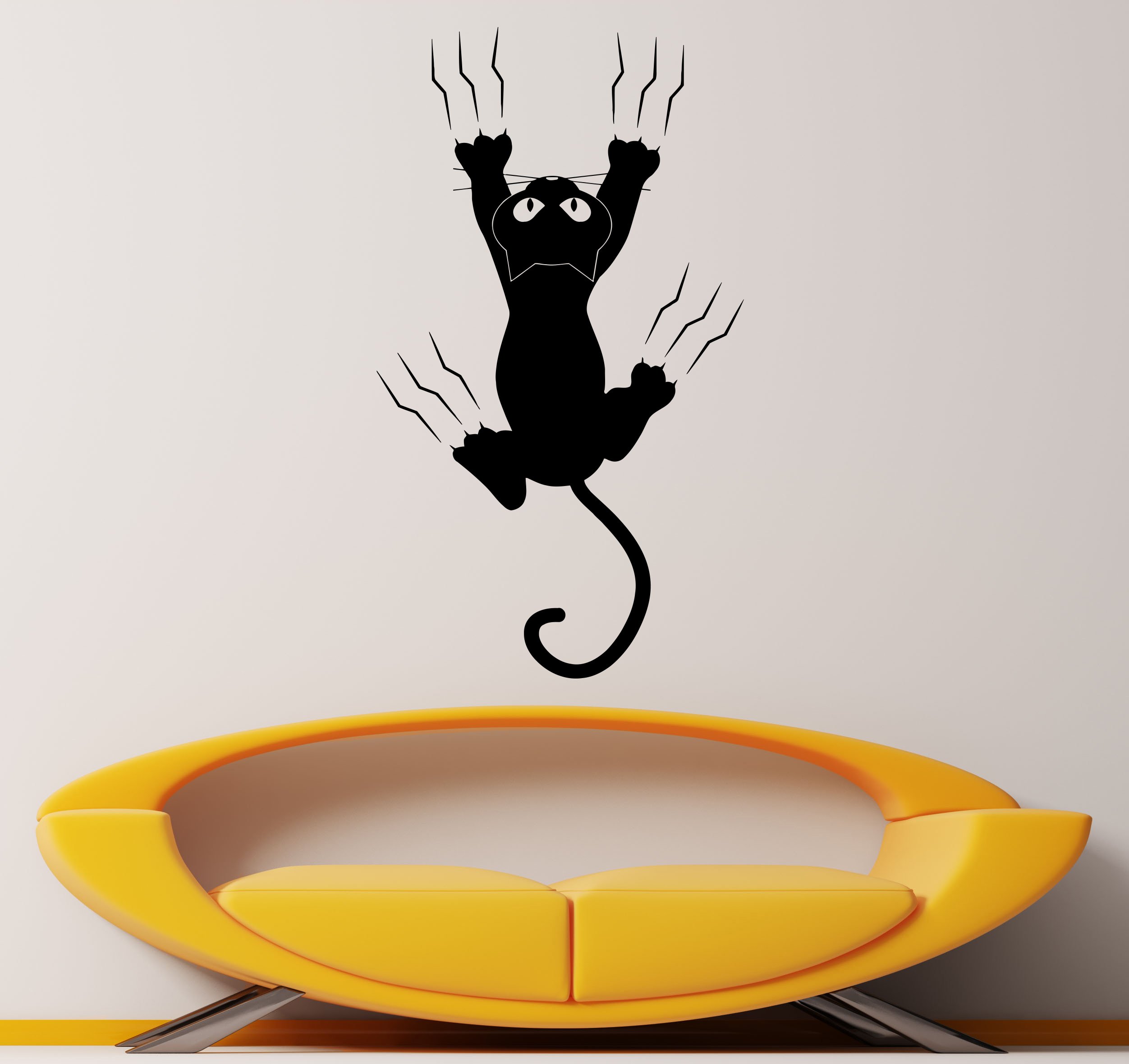Black Cat Wall Decal - Removable Vinyl Sticker for Home Decor, Funny Animal Design, Pet Lover Gift - Perfect for Bedroom, Nursery, Living Room & Office Decoration