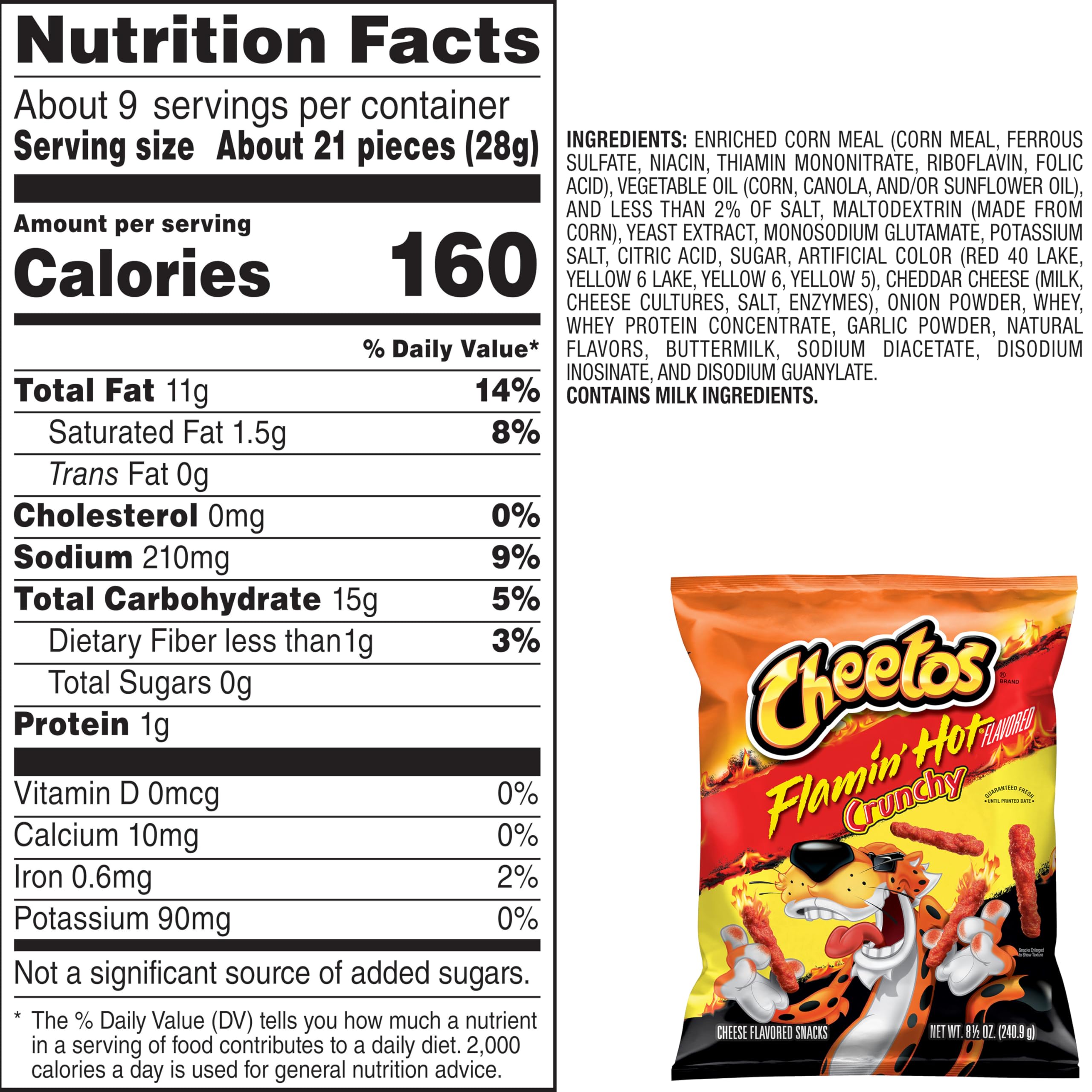 Flamin' Hot Cheetos Crunchy Cheese Snacks - Gluten Free, 8.5oz Bag - Perfect for Parties, Road Trips & Movie Nights