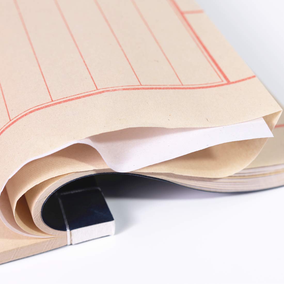 KYMY Xuan Paper for Chinese & Japanese Calligraphy - Half Sheng Shu Raw Ripe Rice Paper (6.3x10.3 Inch) | Ideal for Kanji, Small Script, Lettering & Ink Painting | Perfect for Beginners & Artists - Yellow with Vertical Lines