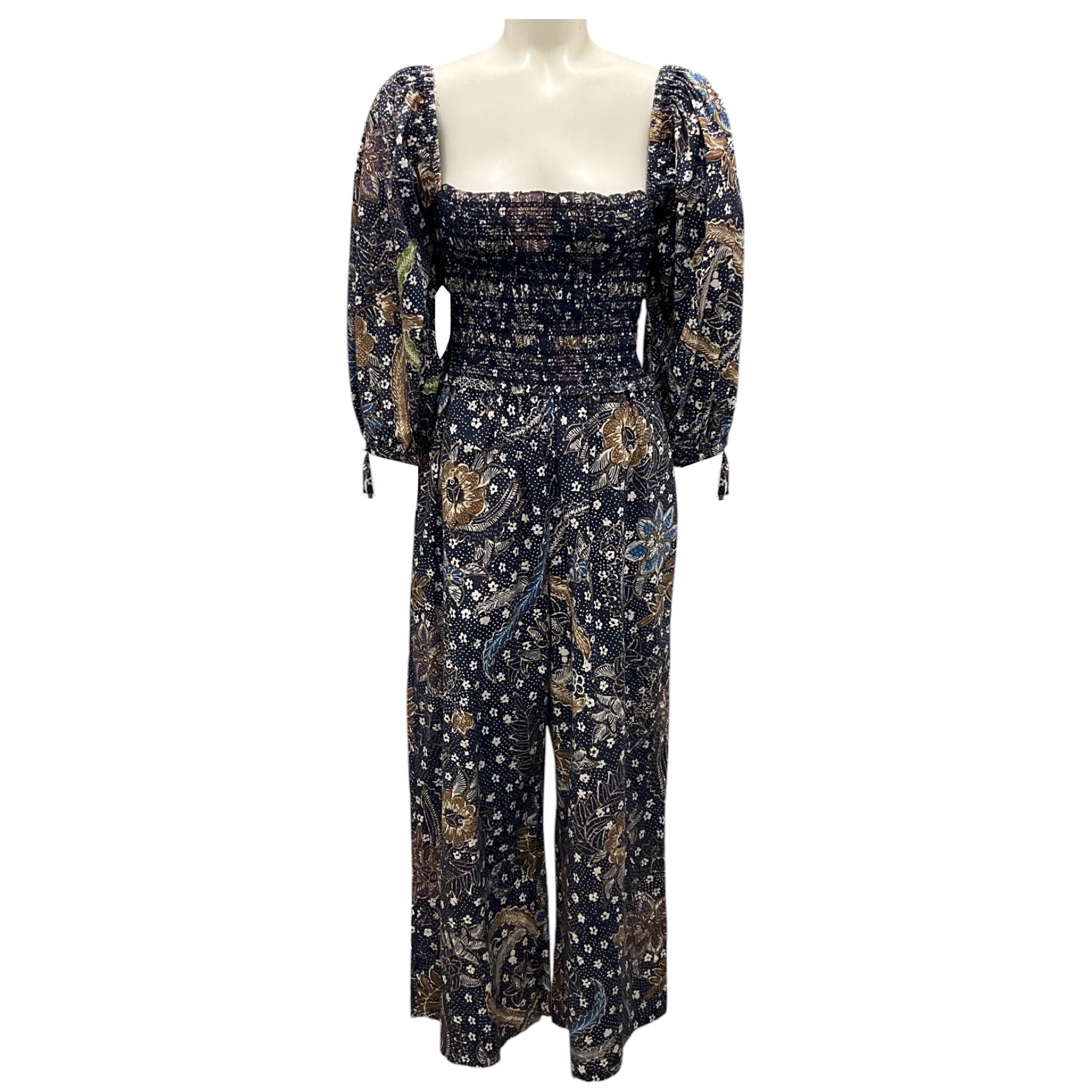 Stylish Navy Blue Multi-Printed Cotton Jumpsuit for Women | Comfortable & Trendy Outfit for Casual Wear, Beach Vacation & Summer Parties