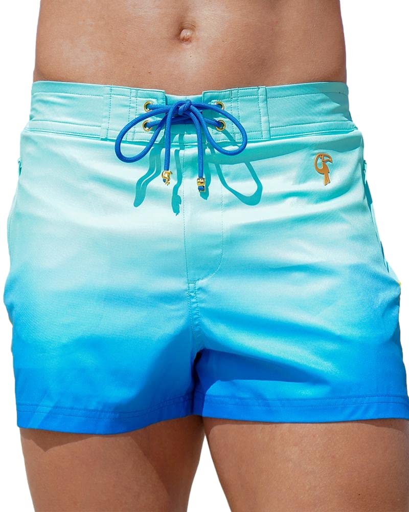 Tucann Faded Collection Men's Swim Shorts with Built-in Compression Liner, Quick Dry, Adjustable Waist & Zip Pockets - Perfect for Beach, Pool, Surfing & Summer Water Activities