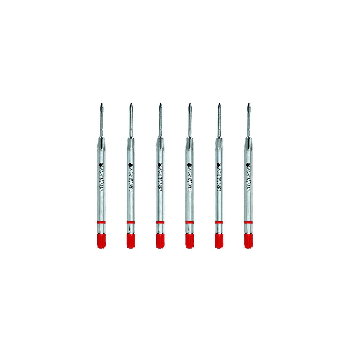 Monteverde Fine Gel Ballpoint Refill for Parker Pens - 6 Pack, Red Ink (P423RD) - Smooth Writing for Office, School & Everyday Use