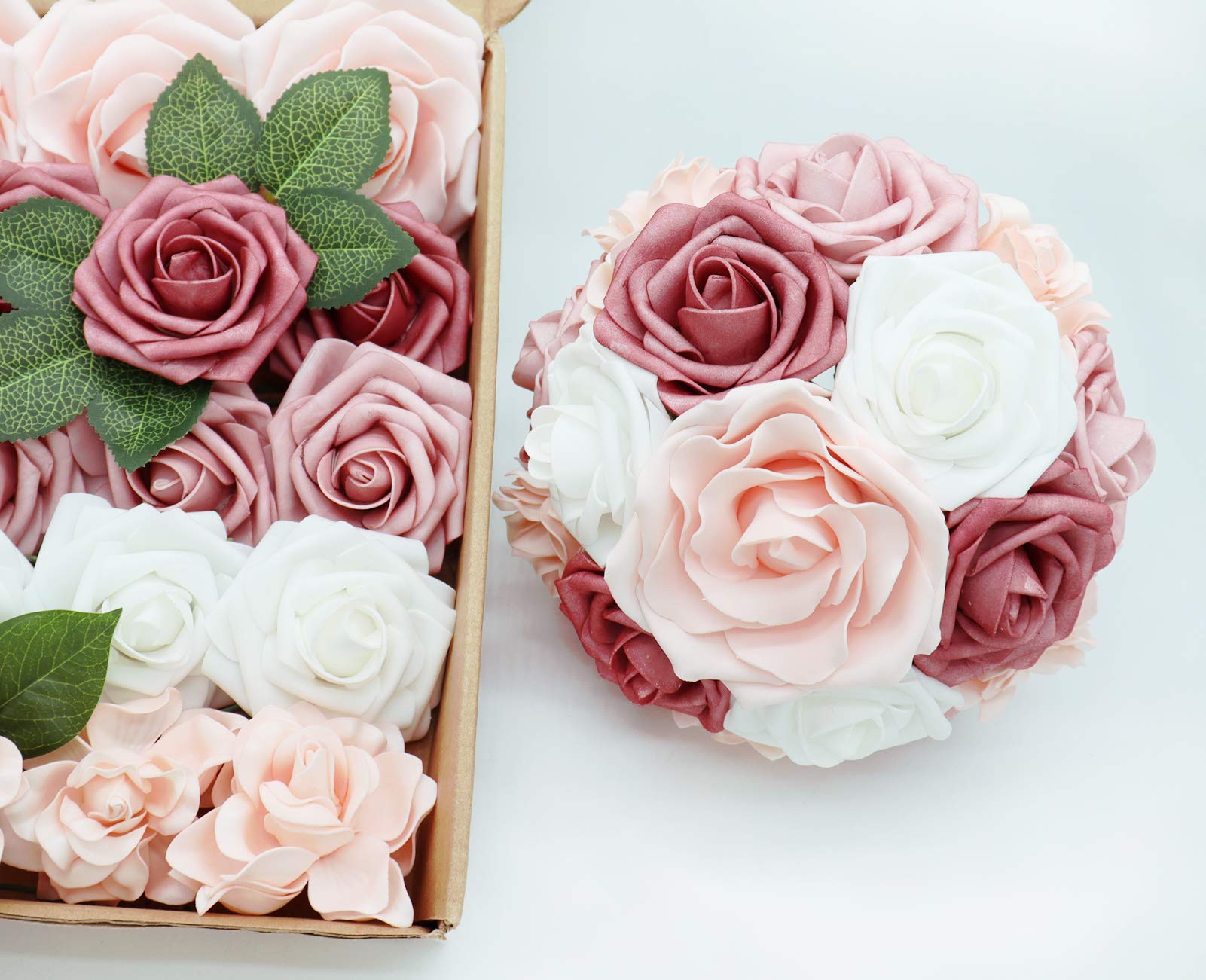 Artificial Flowers Combo - Delicate Dreamy Blush Mixed Floral Stems for DIY Wedding Bouquets, Centerpieces, Baby Showers & Home Decor | Perfect for Wedding Decor, Table Arrangements, and Party Decorations