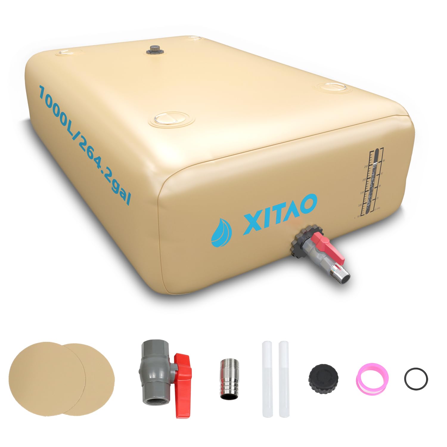 XITAO 264 Gallon (1000L) Portable Water Storage Bladder with Water Level Indicator - Large Capacity Foldable Emergency Water Tank for RV Camping, Fire Prevention, Irrigation & Outdoor Use