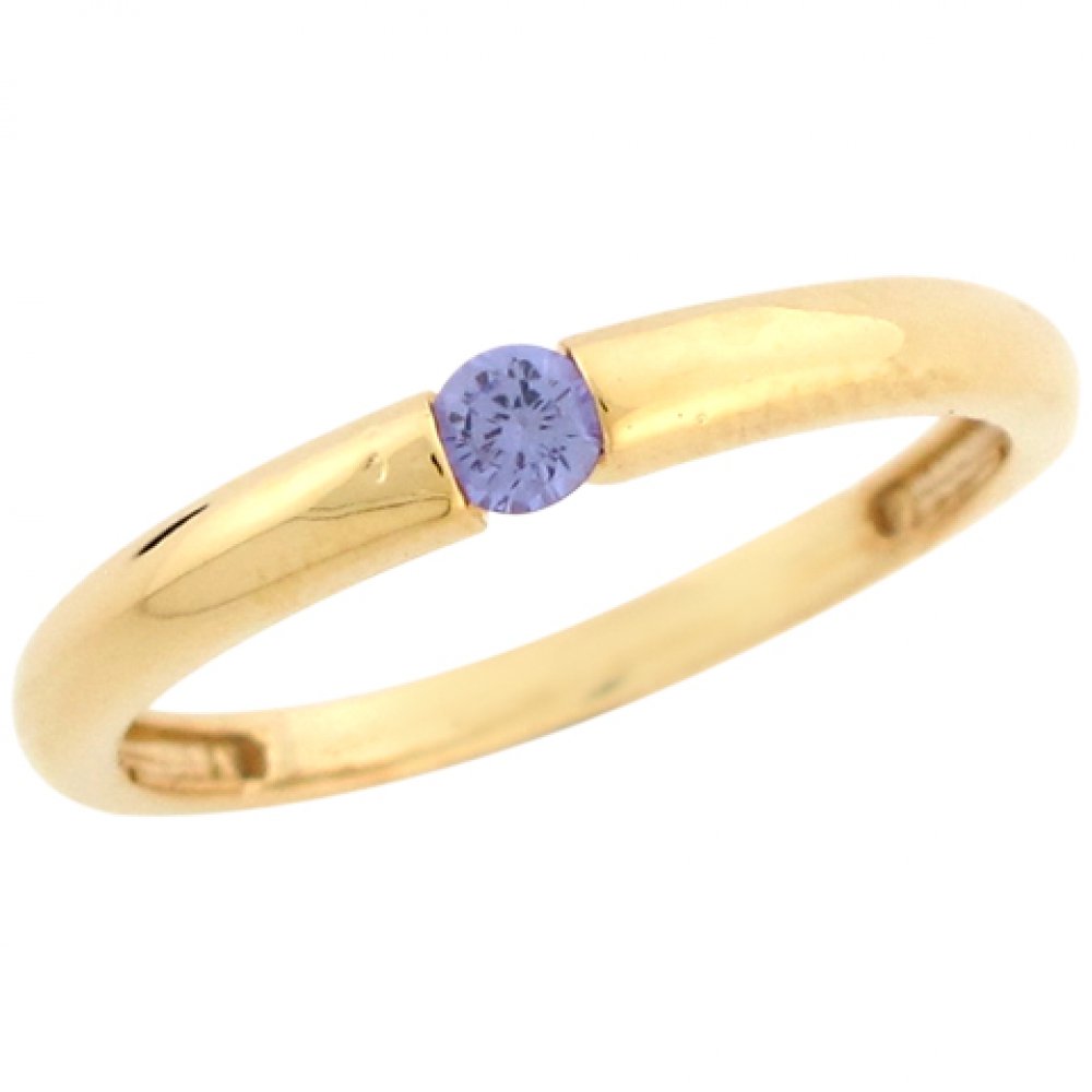 10K Real Yellow Gold Simulated Amethyst Ladies Band Ring - Elegant Jewelry for Women | Perfect for Weddings, Anniversaries & Everyday Wear