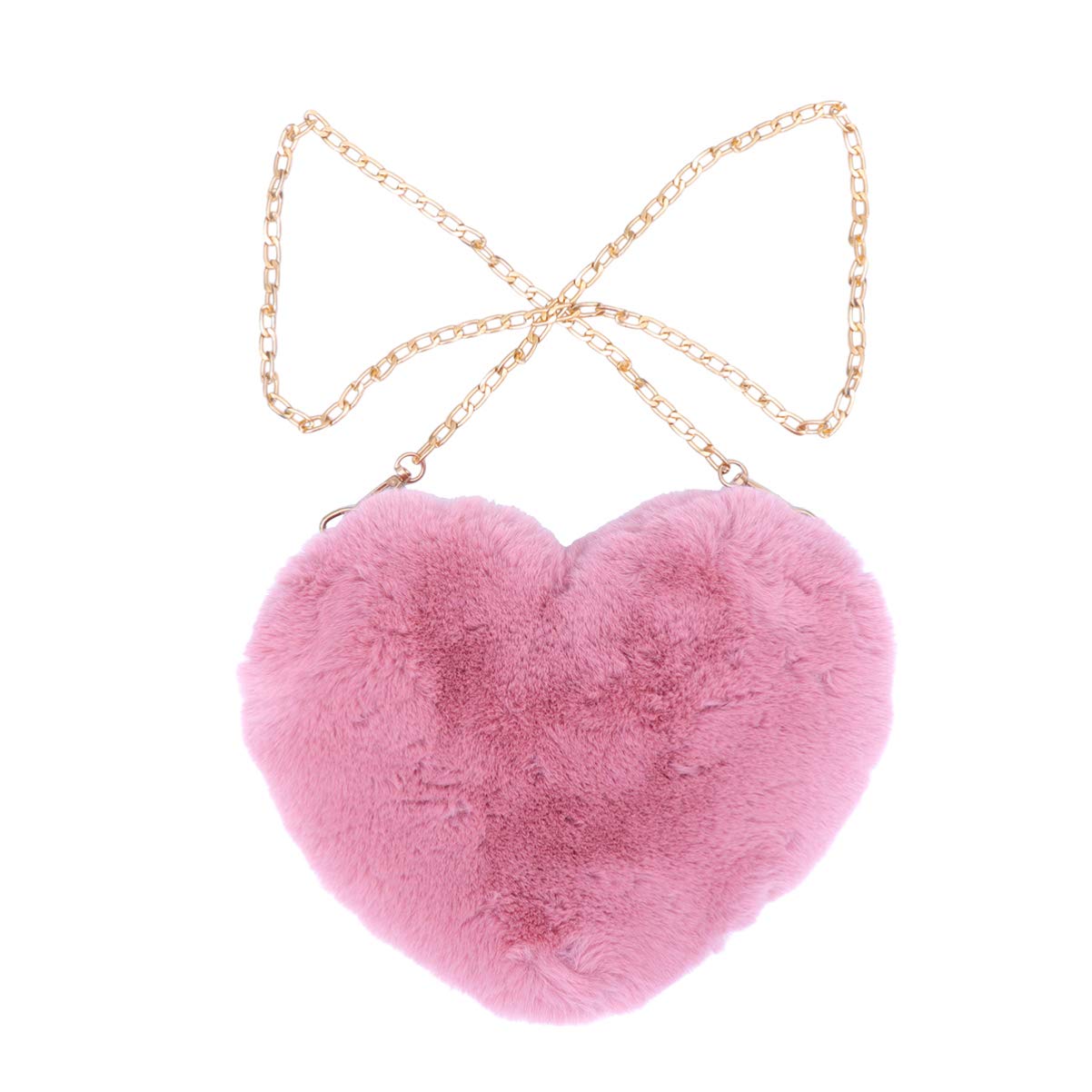 Heart Shaped Faux Fur Clutch Purse for Women - Fluffy Crossbody Shoulder Bag, Elegant Handbag for Date Night, Parties & Special Occasions