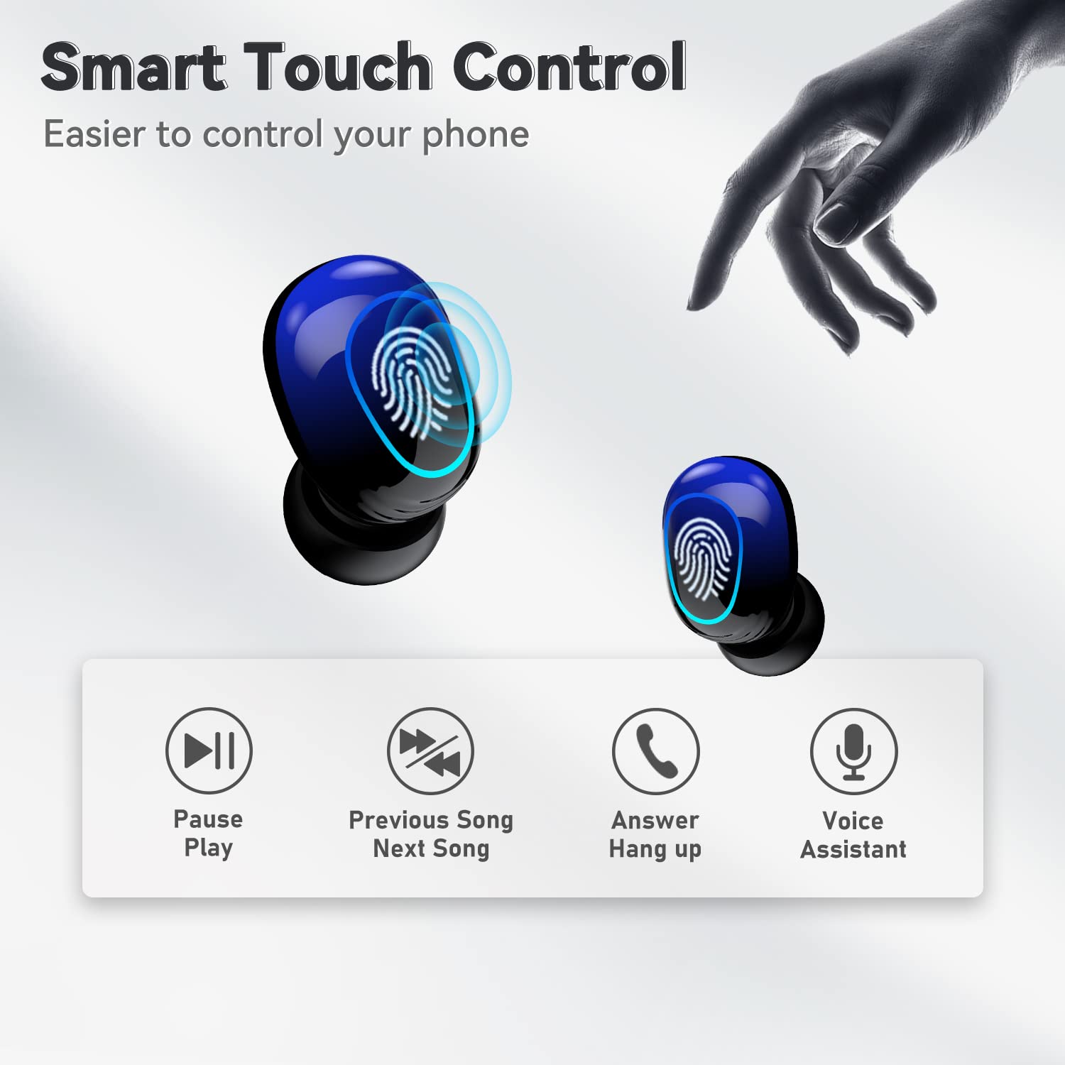**Wireless Bluetooth Earbuds with Noise Cancelling, Bluetooth 5.2, CVC8.0, IPX7 Waterproof, LED Power Display, Deep Bass & Clear Calls - Perfect for Workouts, Gym, Running, Travel & Home Use**