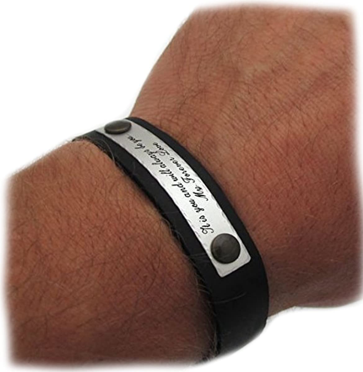 Custom Engraved Leather Bracelet for Men - Personalized Mens Jewelry Gift for Anniversary, Groomsmen & Special Occasions - Stylish Leather Wristband for Everyday Wear & Formal Events