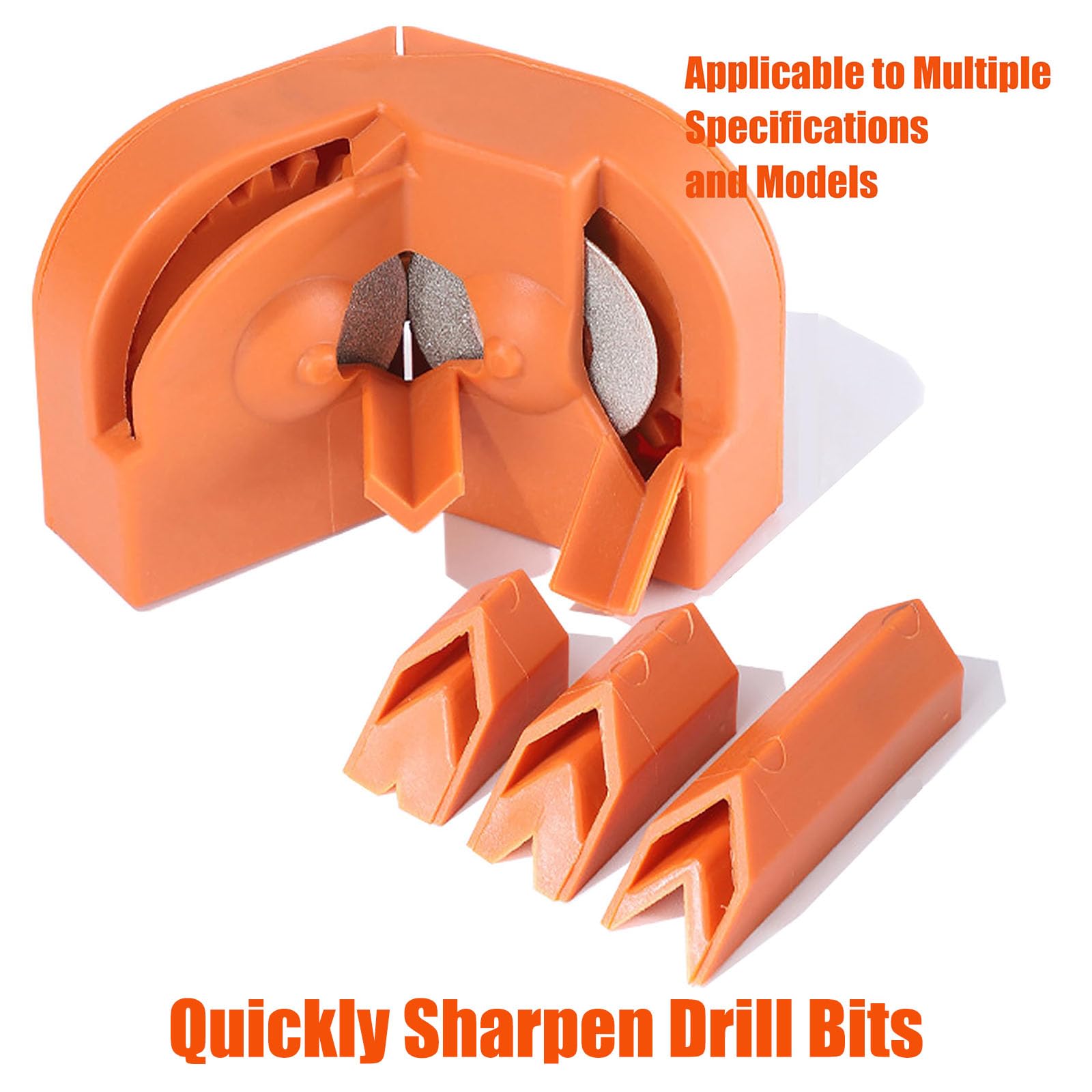 Buehaodget Drill Bit Sharpener - Multipurpose Grinding Tool for All Drill Bits, Portable Sharpener for Metal, Wood & Masonry Bits (Orange) - Perfect for DIY, Woodworking & Home Improvement Projects