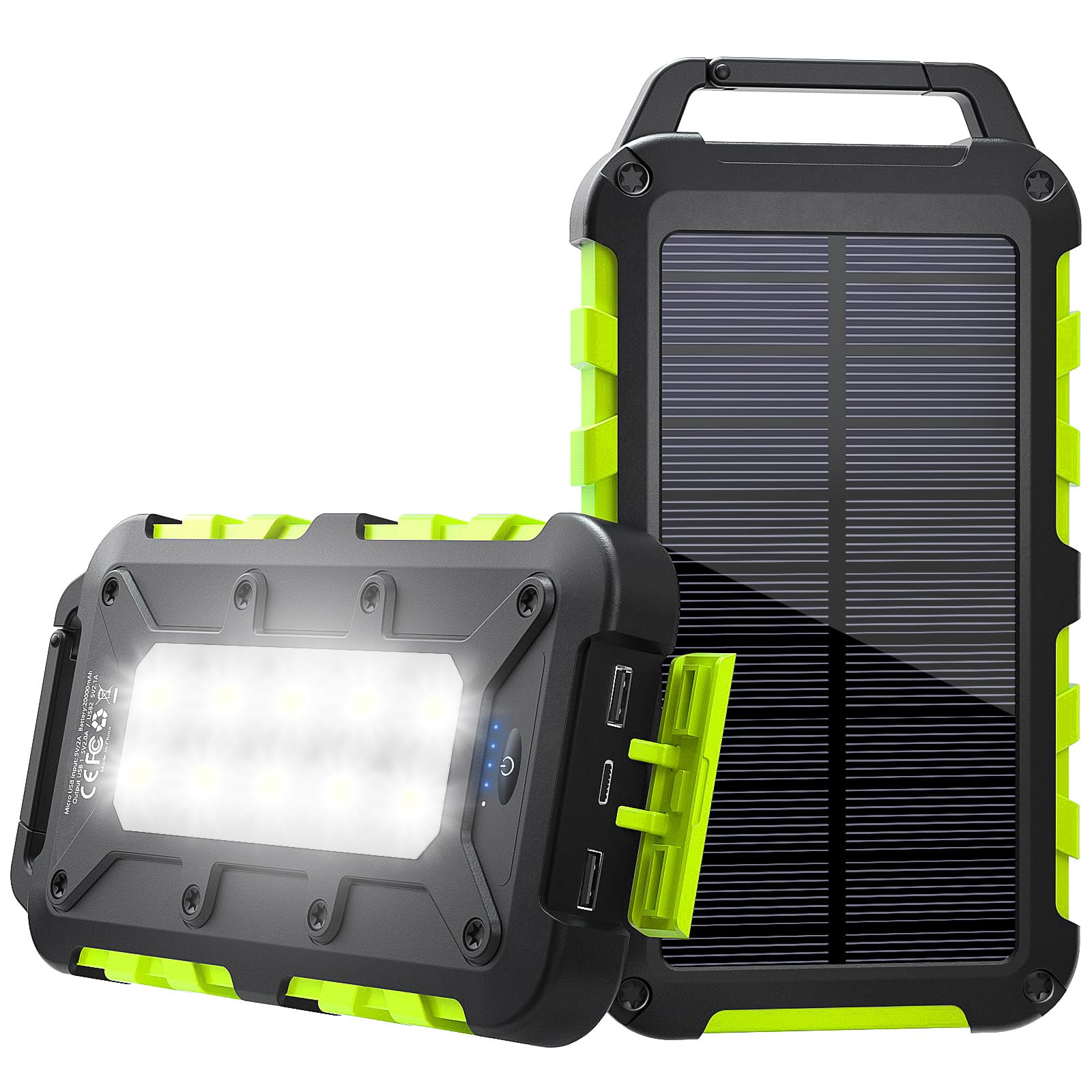 26800mAh Solar Charger Power Bank - Portable Waterproof External Battery with 2 USB Ports & USB-C Input | Fast Charging for Phones, Laptops | Perfect for Camping, Hiking & Emergency Power Backup
