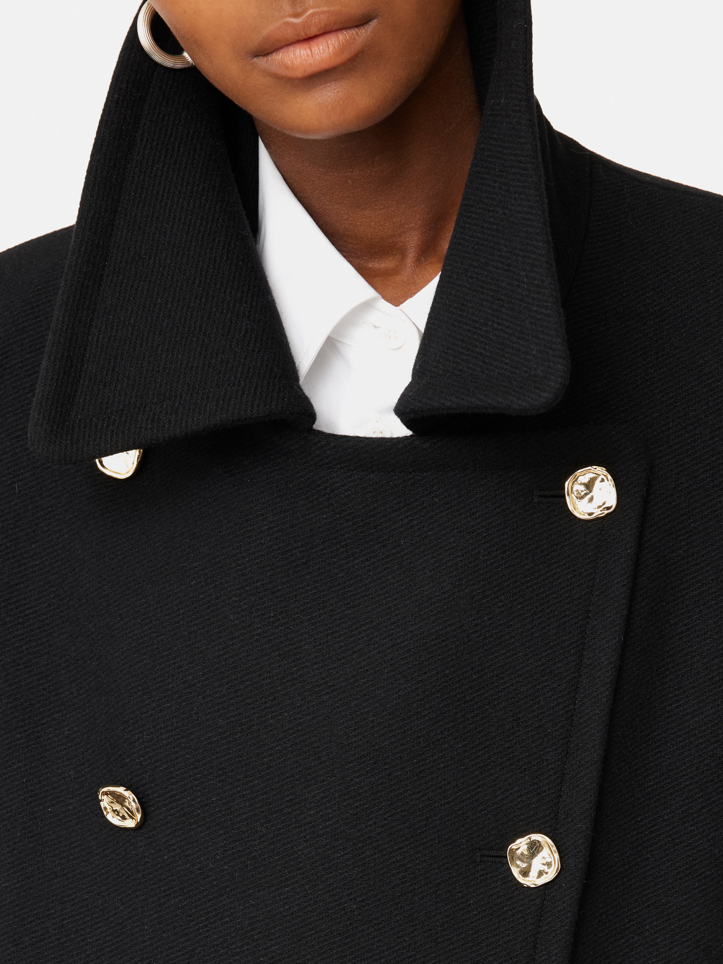 Premium Wool Twill Longline Pea Coat for Men & Women - Classic Black Winter Overcoat | Perfect for Business, Office & Formal Occasions