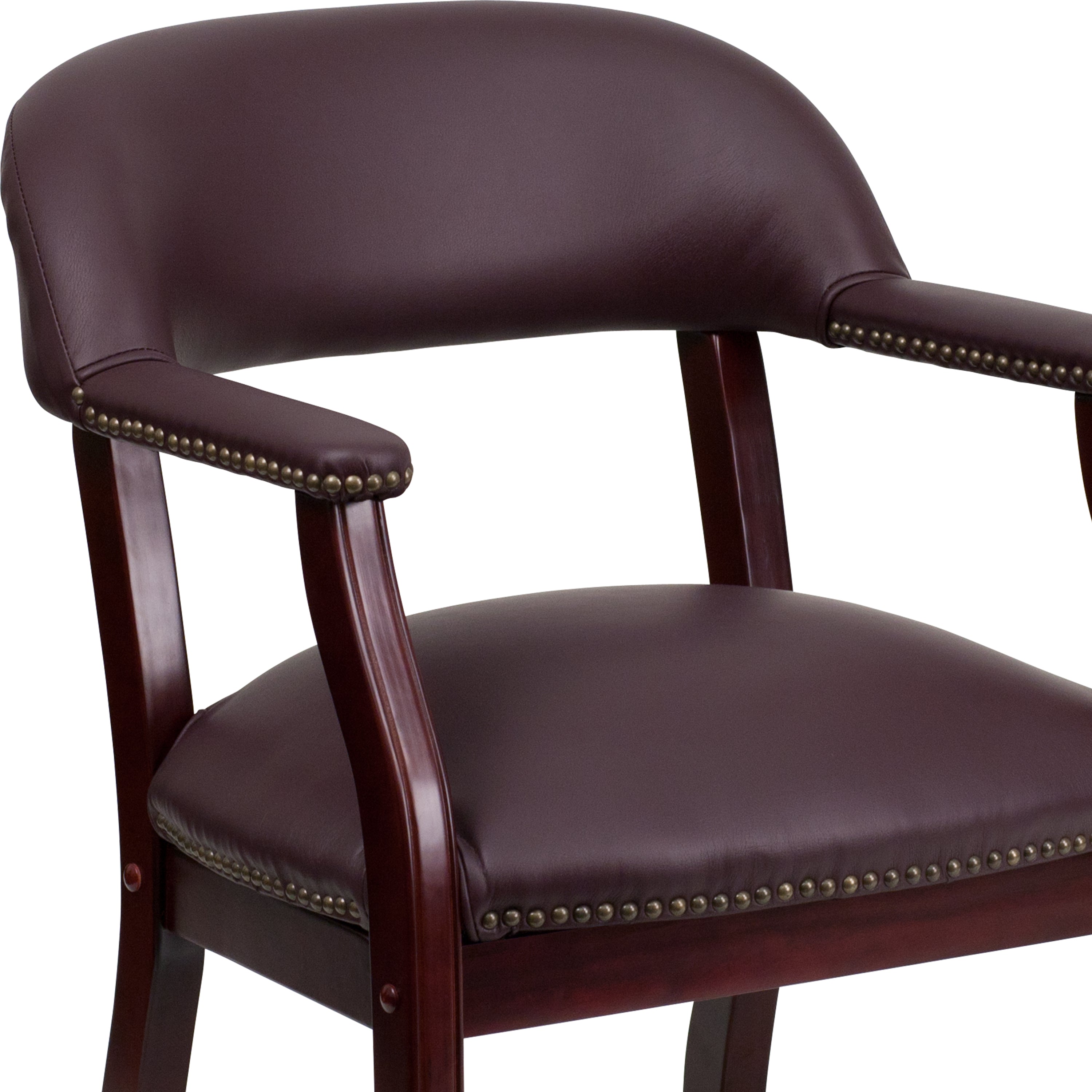 Premium FLASH Diamond Black LeatherSoft Conference Chair with Accent Nail Trim - Ergonomic Office Chair for Executive Meetings & Home Office Workspace