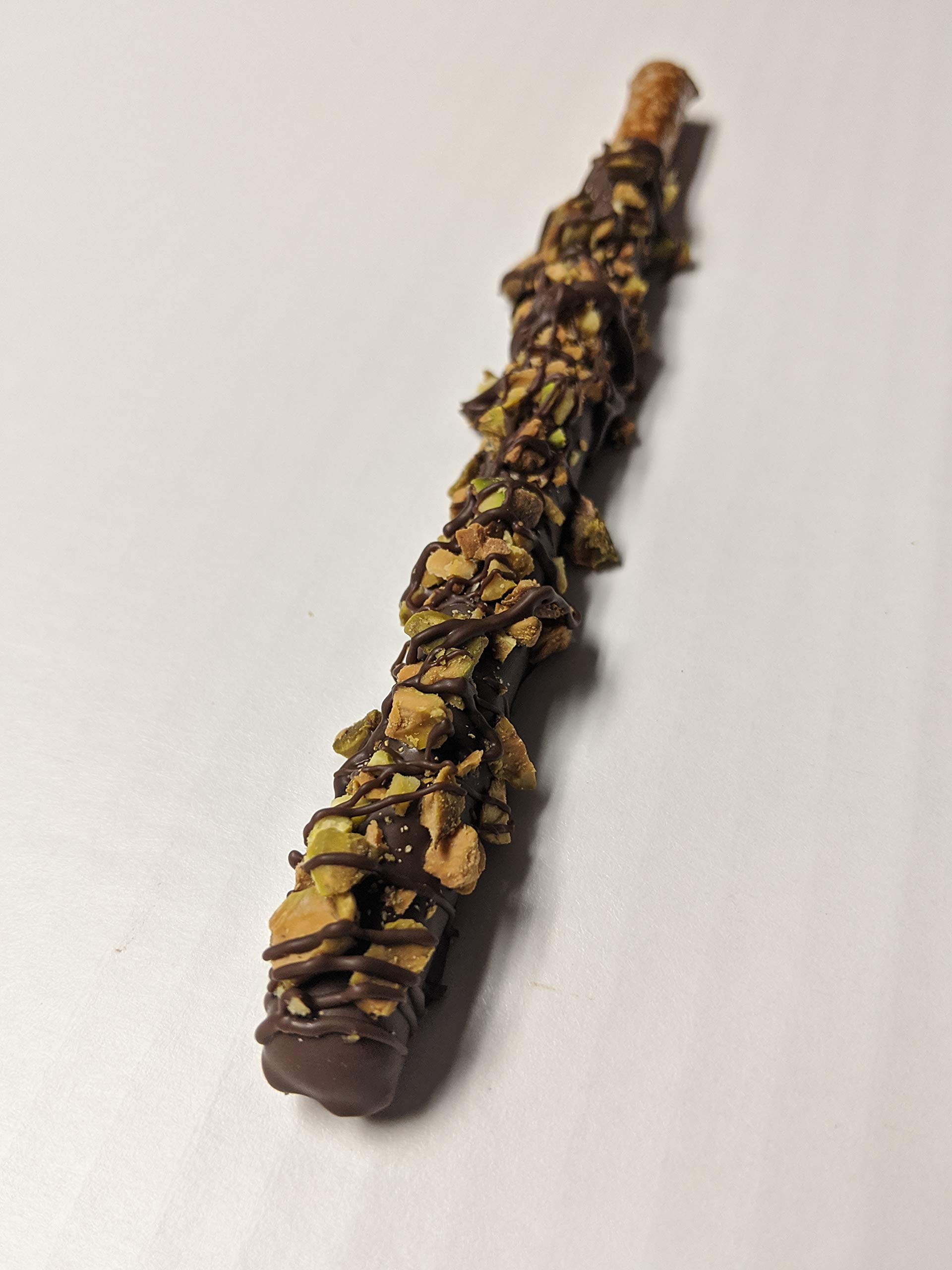 Handmade Chocolate Covered Pretzel Rods with Pistachios - Gourmet Nut Lovers Treat for Gifts, Parties & Snacking
