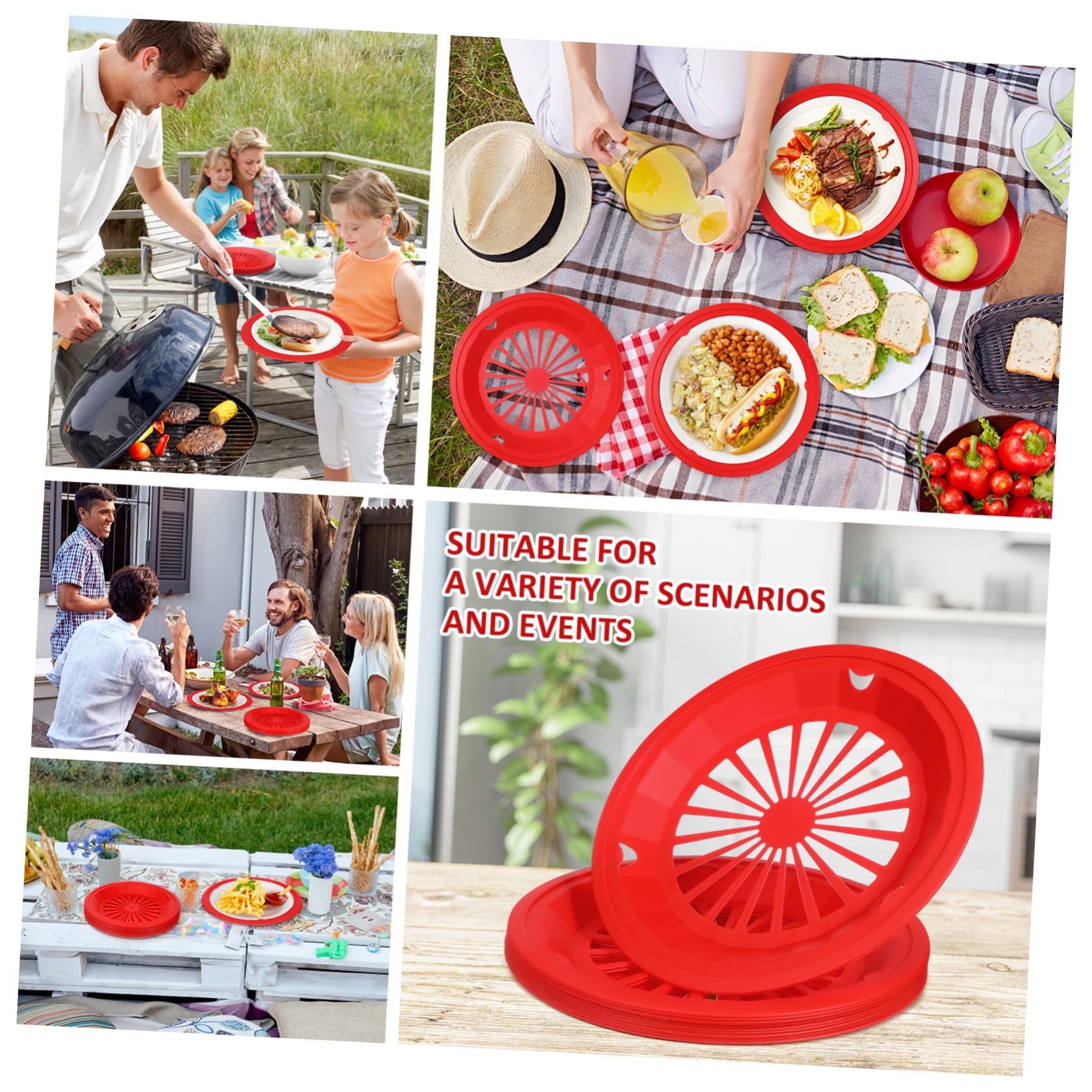 10-Pack Reusable BBQ Grill Plate Holders - Durable Plastic Tray for Barbecue, Picnic & Party Supplies | Perfect for Outdoor Cooking, Camping & Backyard Gatherings