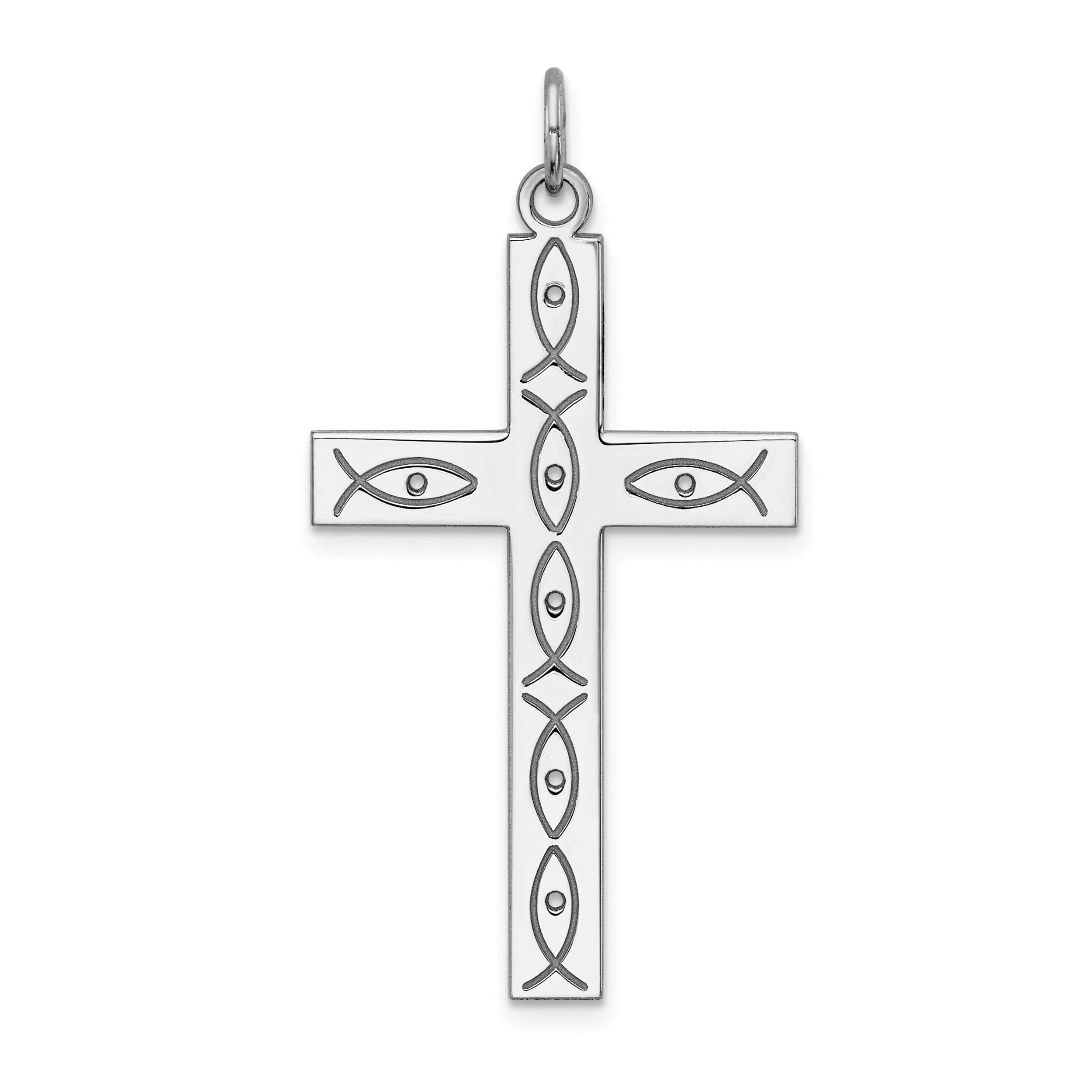 Elegant Bijou Sterling Silver Laser-Engraved Cross Pendant Necklace - Perfect for Religious Gifts, Baptisms & Everyday Faith Jewelry