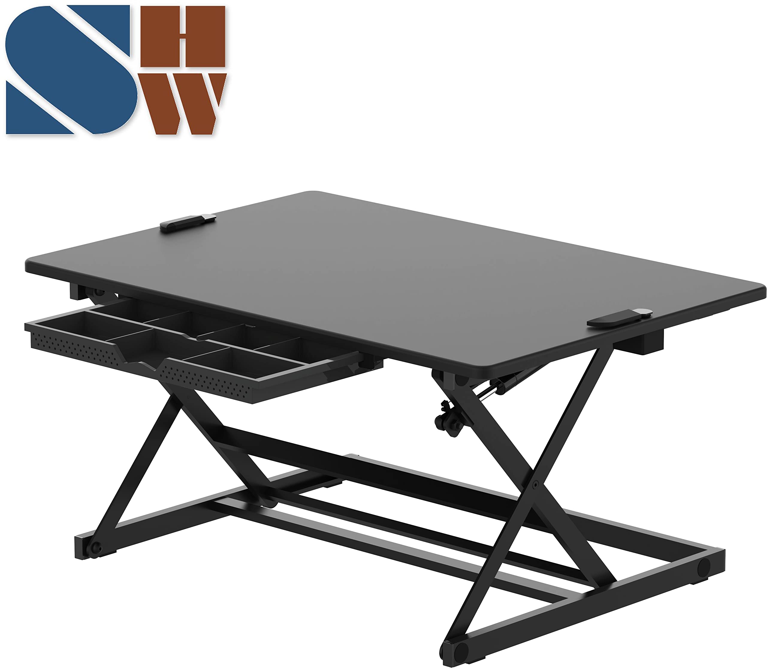32-Inch Height Adjustable Standing Desk Converter - Ergonomic Riser Workstation for Home & Office (Black) | Perfect for Work from Home, Gaming & Study Setup
