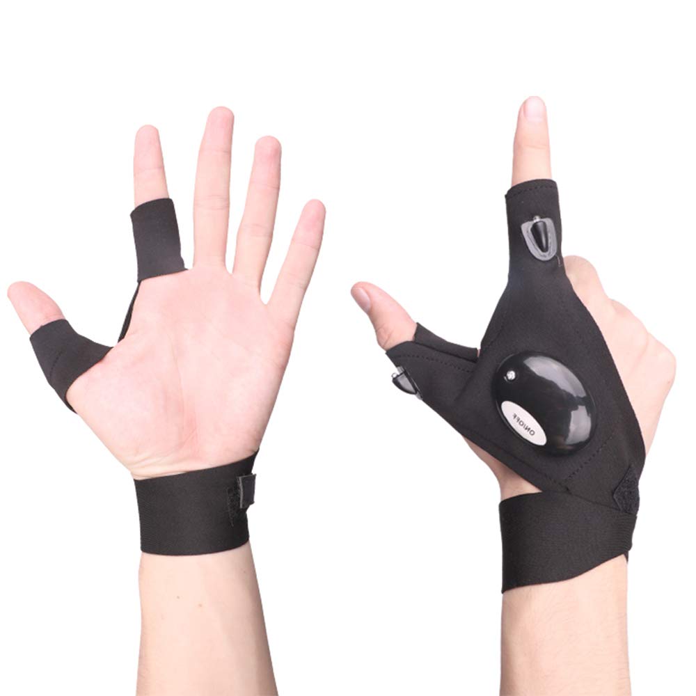 LED Flashlight Gloves for Men & Women - Fingerless Night Lighting Gloves with Bright LED Lights | Perfect for Camping, Fishing, Hiking, Outdoor Activities & Working in Dark Places - Cool Gadgets & Unique Gifts for Handymen & Adventurers