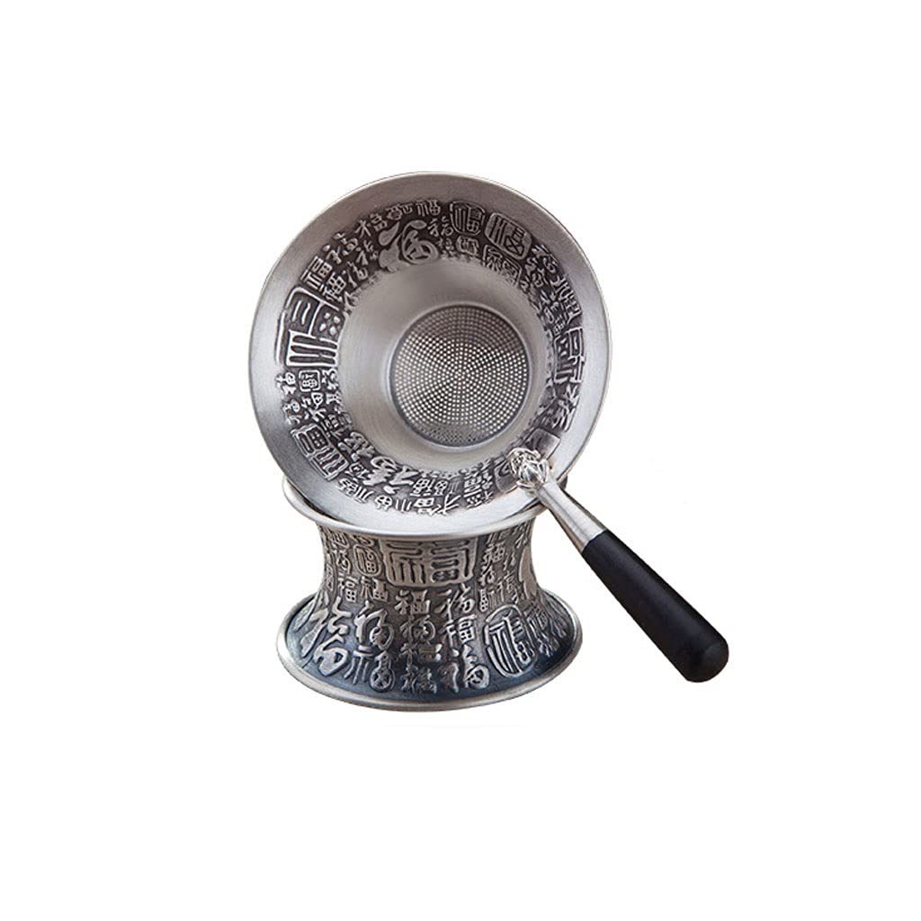 Vintage Handmade Sterling Silver Tea Strainer Set - Kung Fu Tea Filter with Water Separator for Home Brewing, Perfect for Loose Leaf Tea, Herbal Infusions & Traditional Chinese Tea Ceremonies