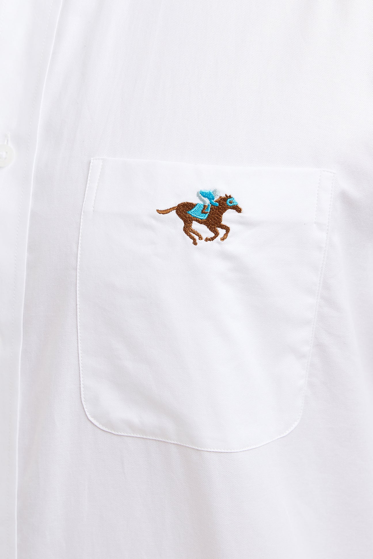 Chase Shirt White Oxford with Single Racing Horse - Classic Men's Dress Shirt for Business, Office & Formal Occasions