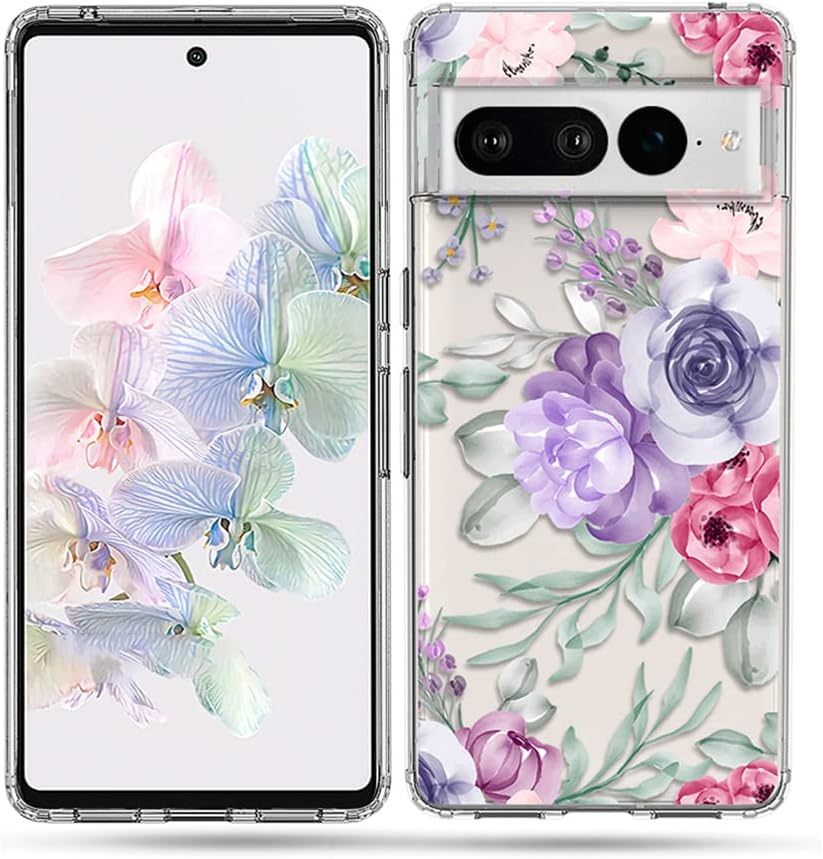 Shockproof Clear Hard PC Case for Google Pixel 7 Pro - Purple Watercolor Design | Protective Phone Cover for Everyday Use, Work & Outdoor Activities